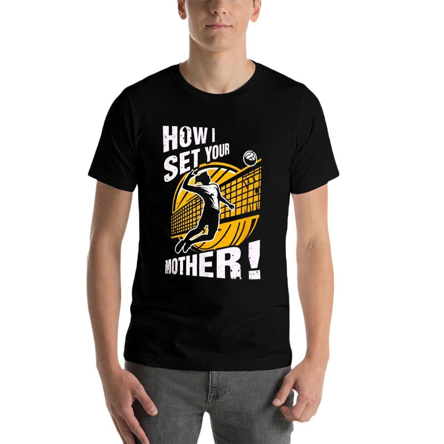 Volleyball Player How I Set Your Mother Humor Saying Sport Ribbed Collar T-Shirt