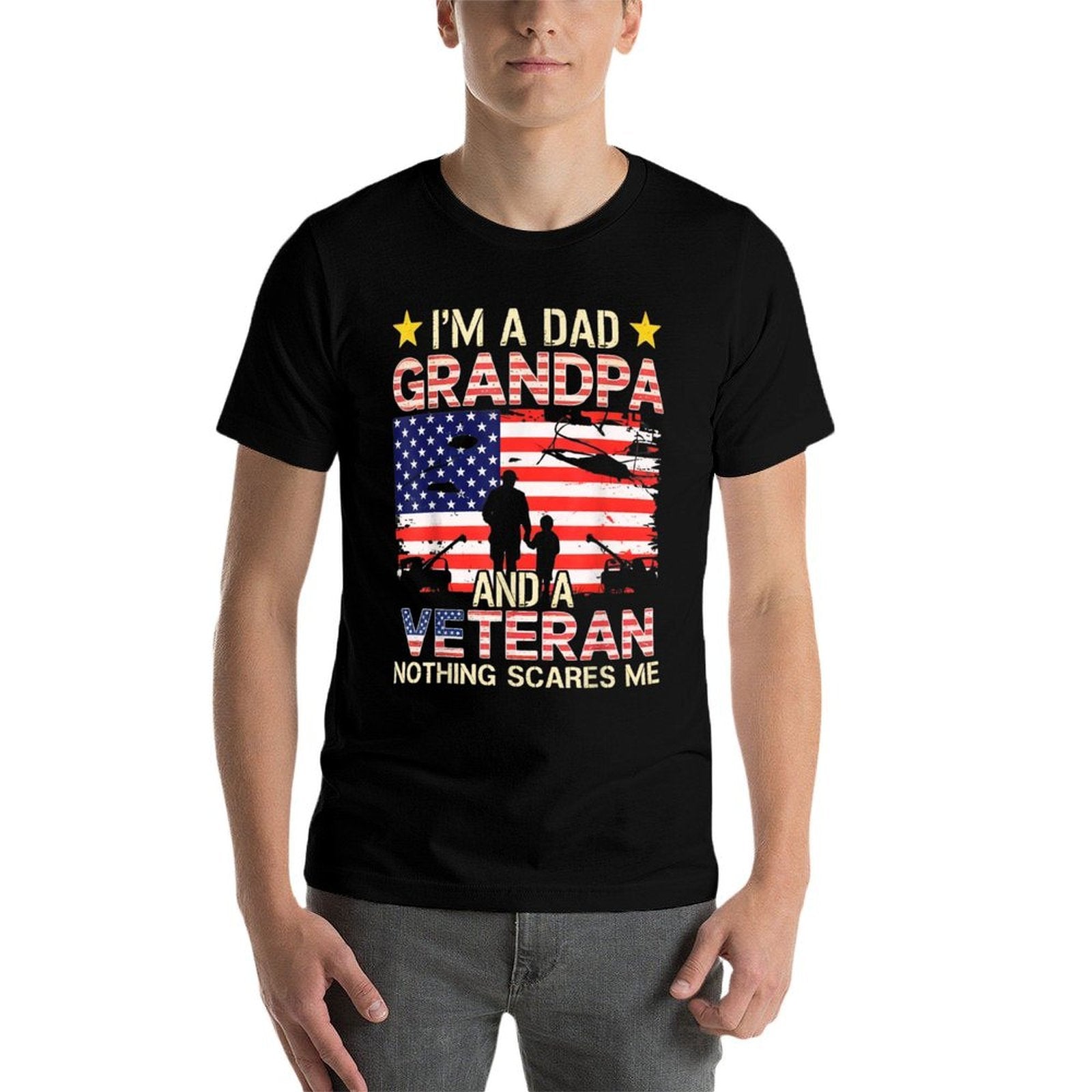 A Dad Grandpa And Veteran Fathers Day Papa Grandpa Military  Versatile T-Shirt