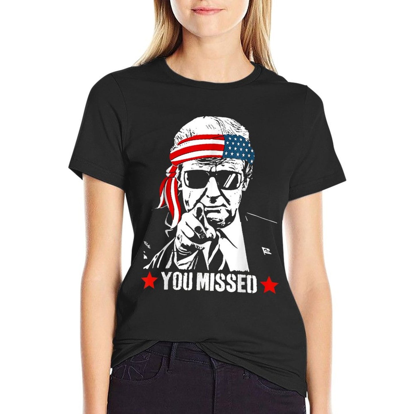 You Missed, You Missed Trump 2024 You Missed, Small, Black Trendy Pattern T-Shirt