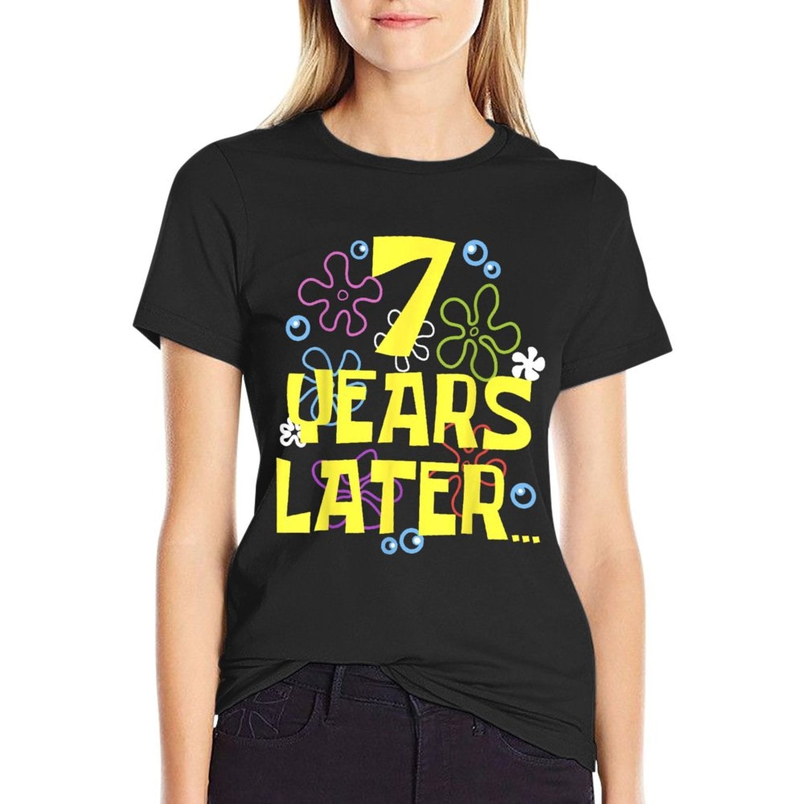 7 YEARS LATER SEVEN 7 Year Old Birthday Gifts for Girls Boy  Heathered Texture T-Shirt
