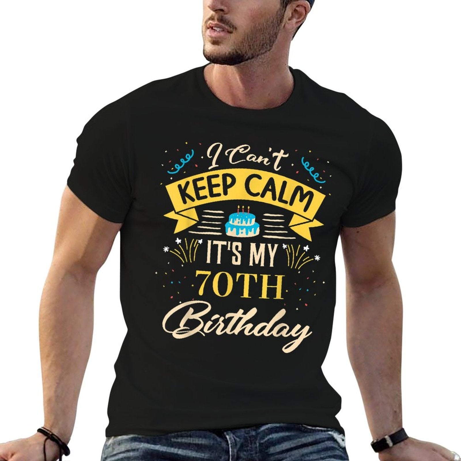 70 Year Old I Can't Keep Calm It's My 70th Birthday  Trendy Pattern T-Shirt