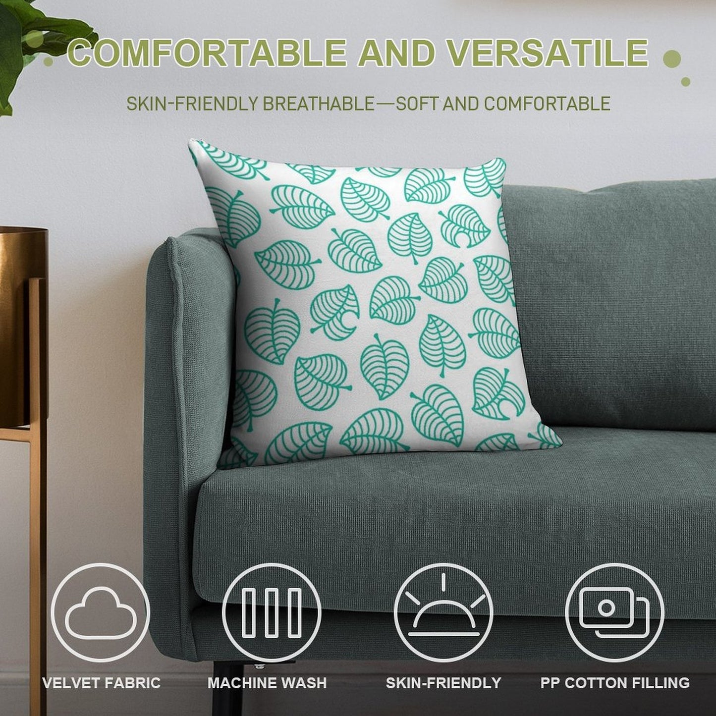 Tanuki Leaf Soft Easy Maintenance Throw Pillow