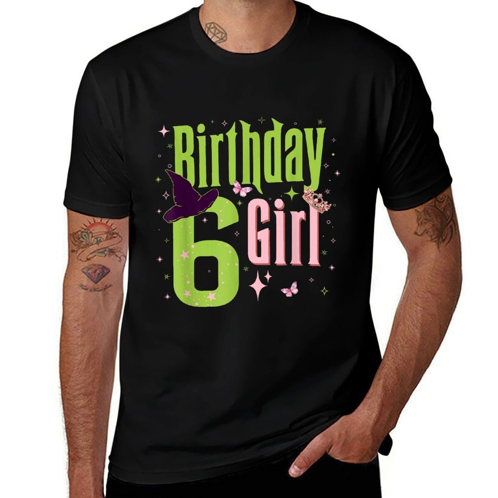 6Th Birthday Witch Pink And Green 6 Year Old Birthday Girl  Eco-friendly Material T-Shirt