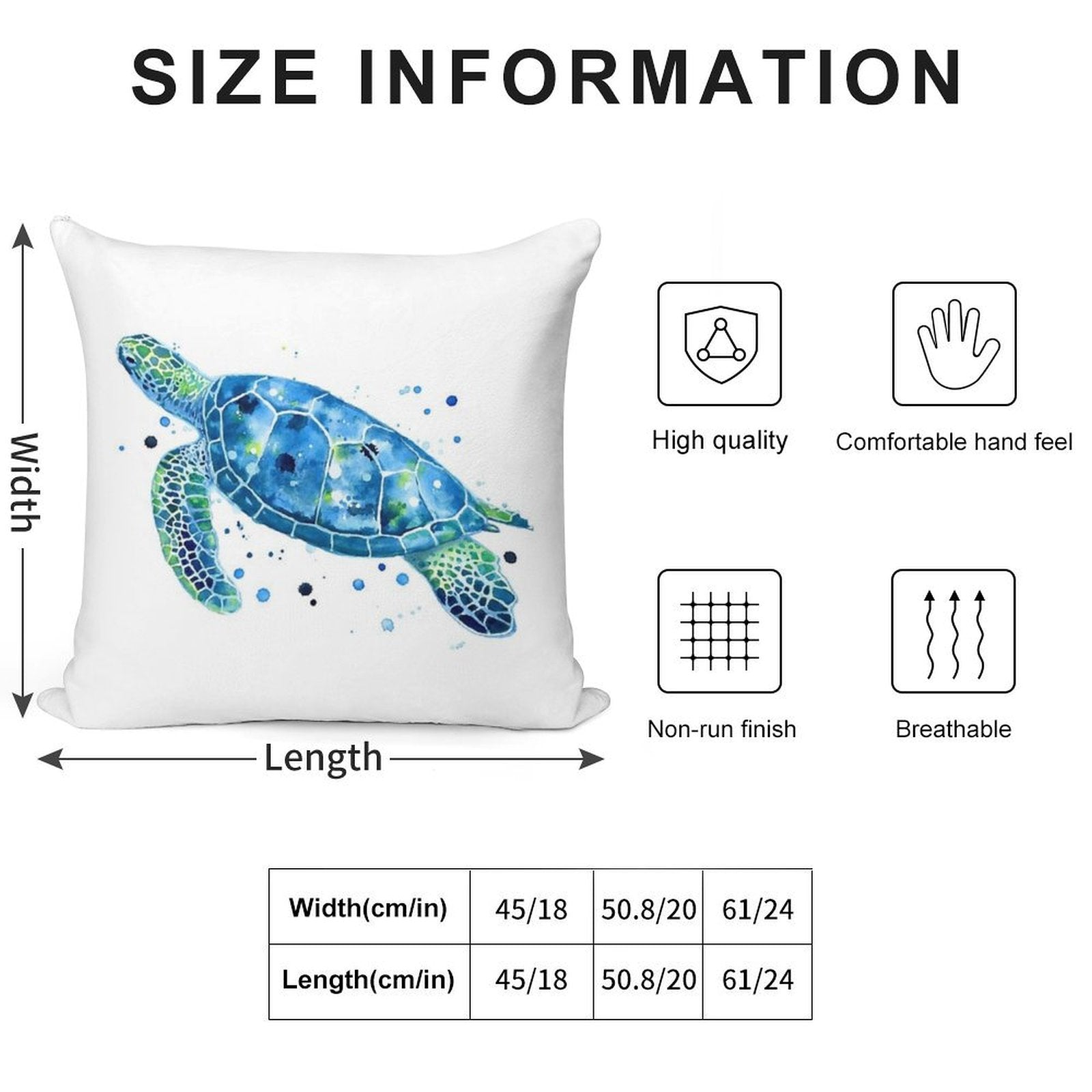 Sargasso Blue Sea Turtle Soft Easy Maintenance Throw Pillow