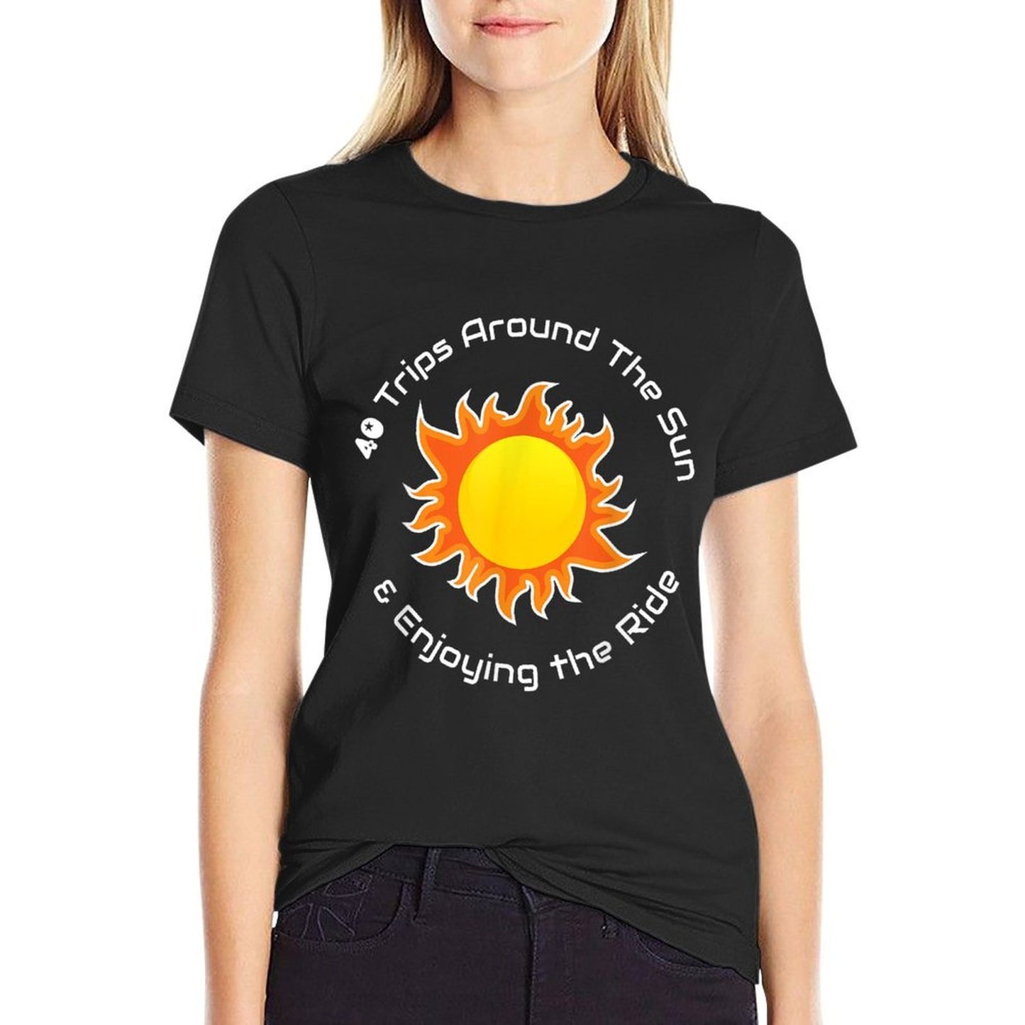 40 Trips Around The Sun 40th Birthday  Summer-ready Fabric T-Shirt