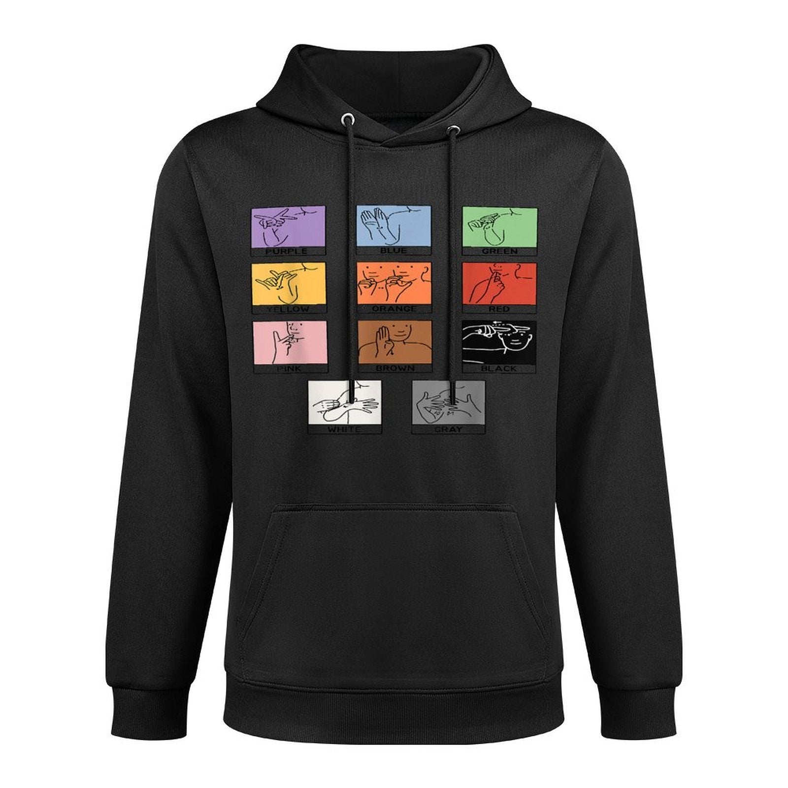 Colors ASL Sign Language Deaf Sign Language Simple Asl Customizable Surface Hoodie