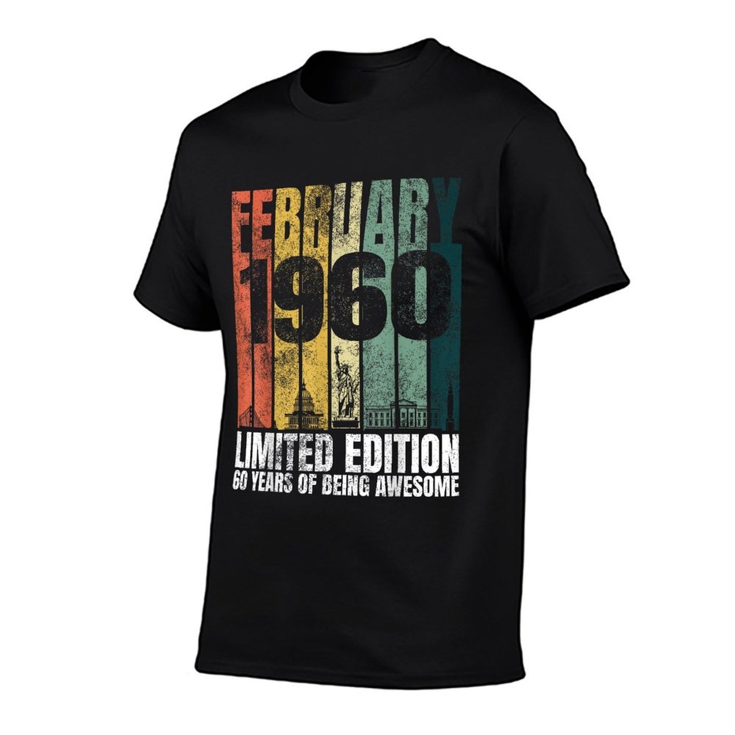Vintage February 1960 Bday Gifts 60 Years Old 60th Birthday  Oversized Silhouette T-Shirt