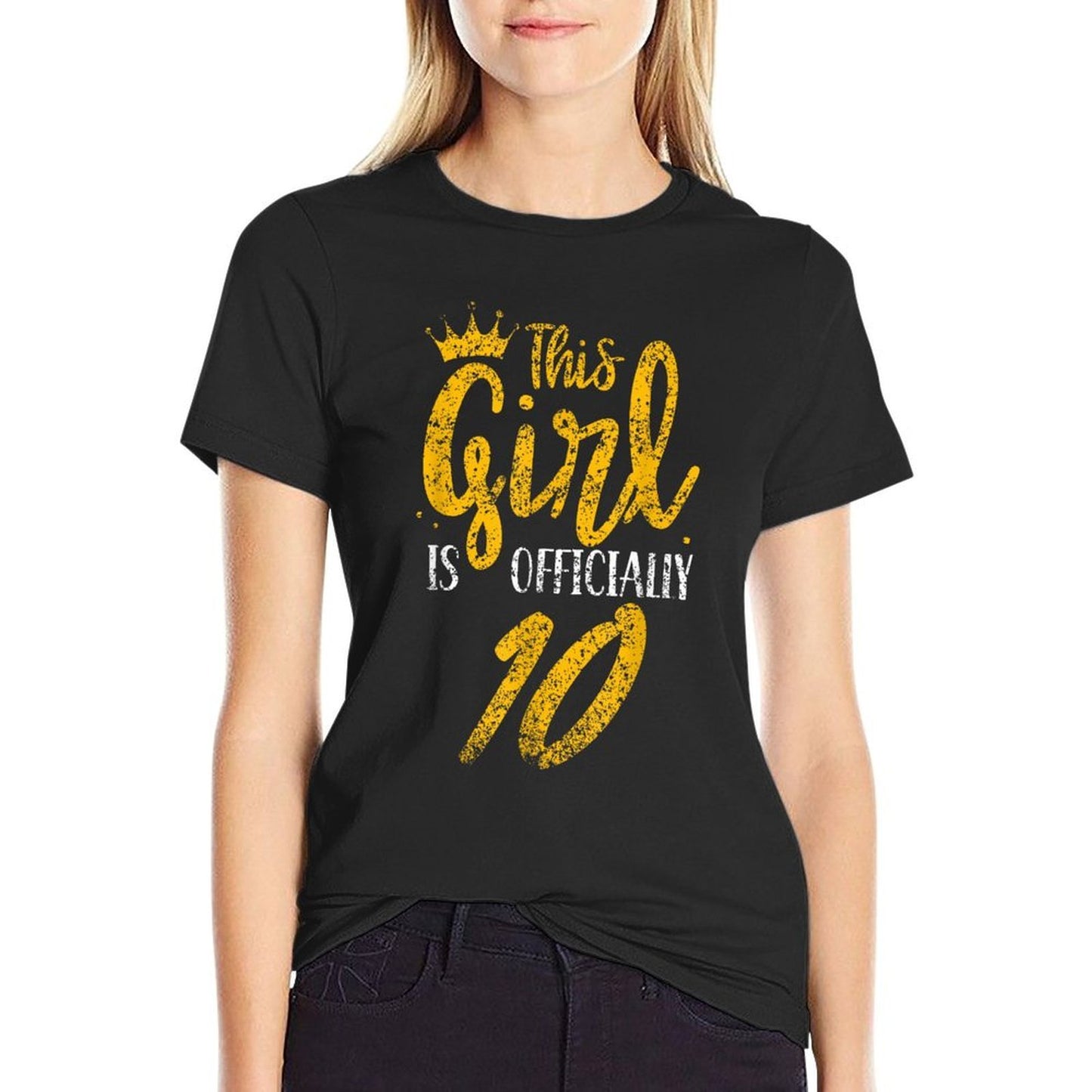 This Girl Is Officially 10 Years Birthday Old Age Her Ten  Summer-ready Fabric T-Shirt