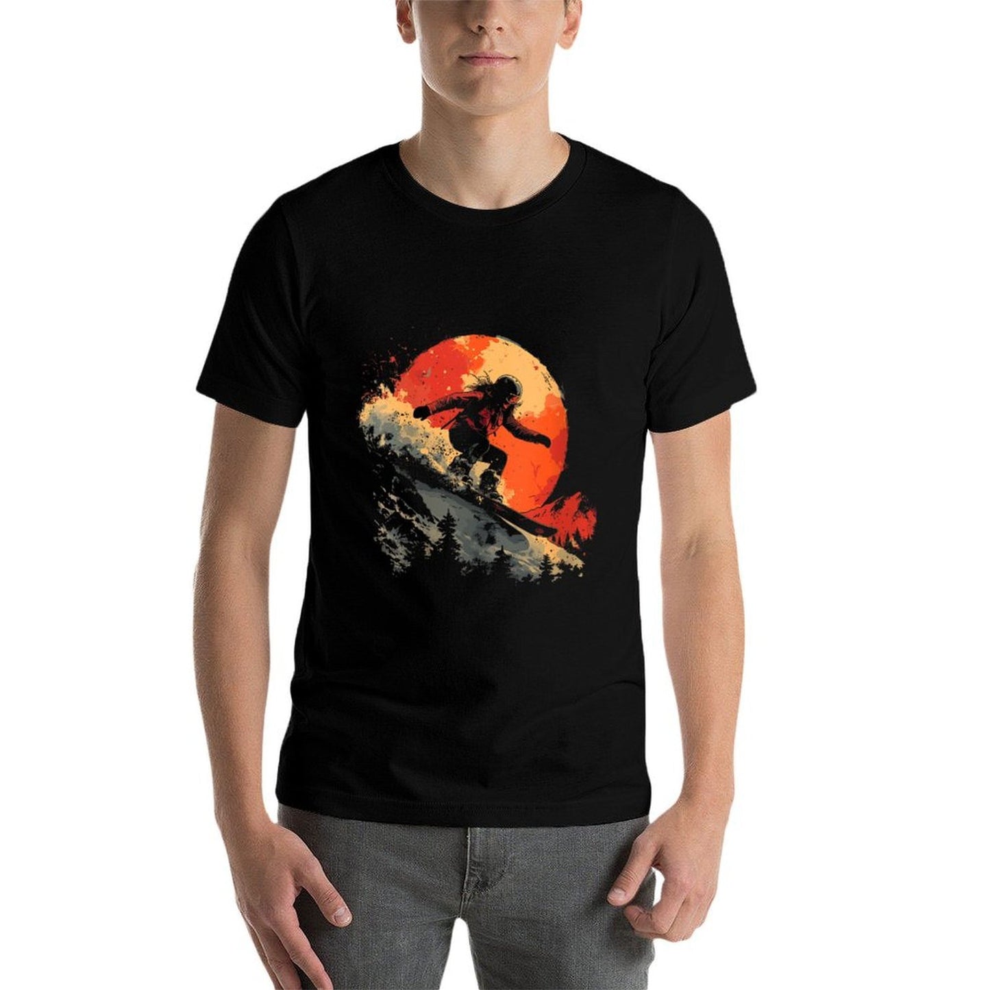 Womens 90s Snowboarding Girl Graphic Winter Sports Easy-care T-Shirt