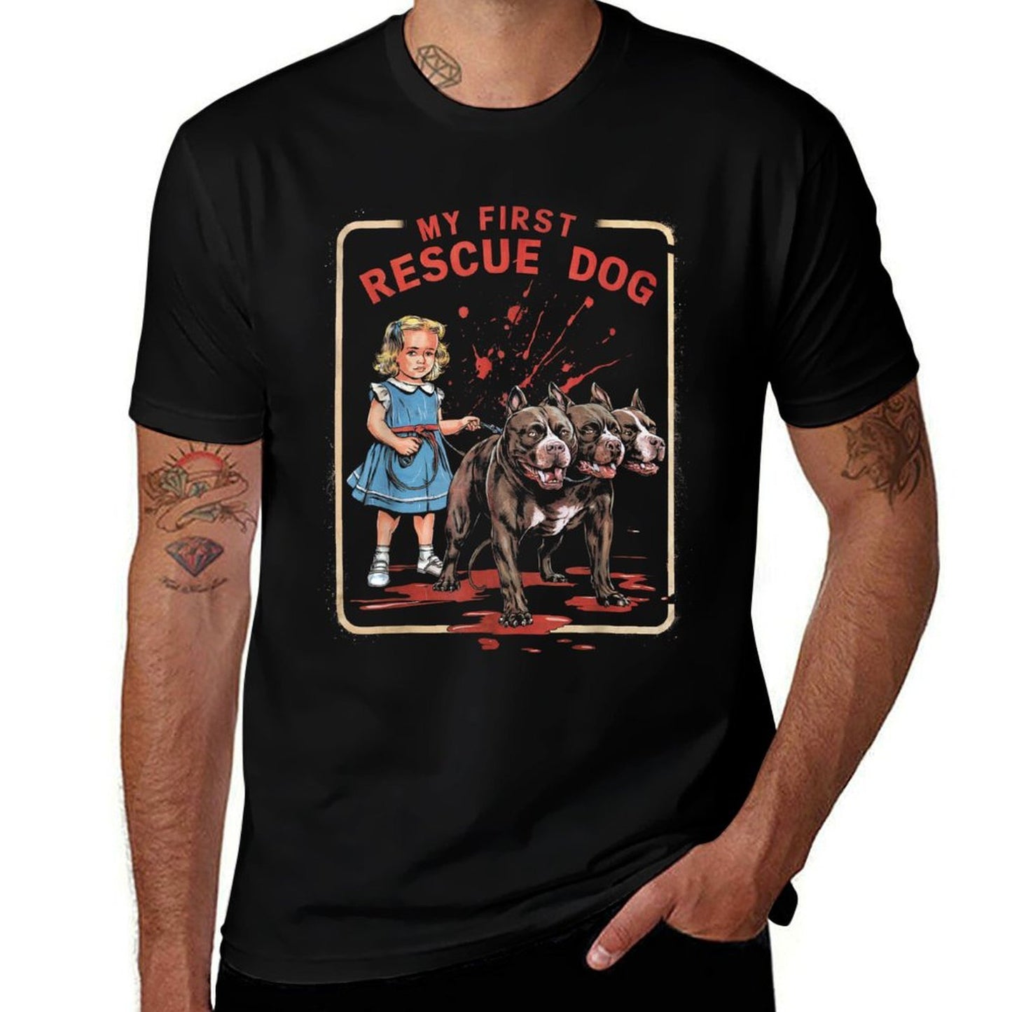 Vintage Horror Movie Lover Retro Halloween Rescue Dog Graphic-printed T-Shirt