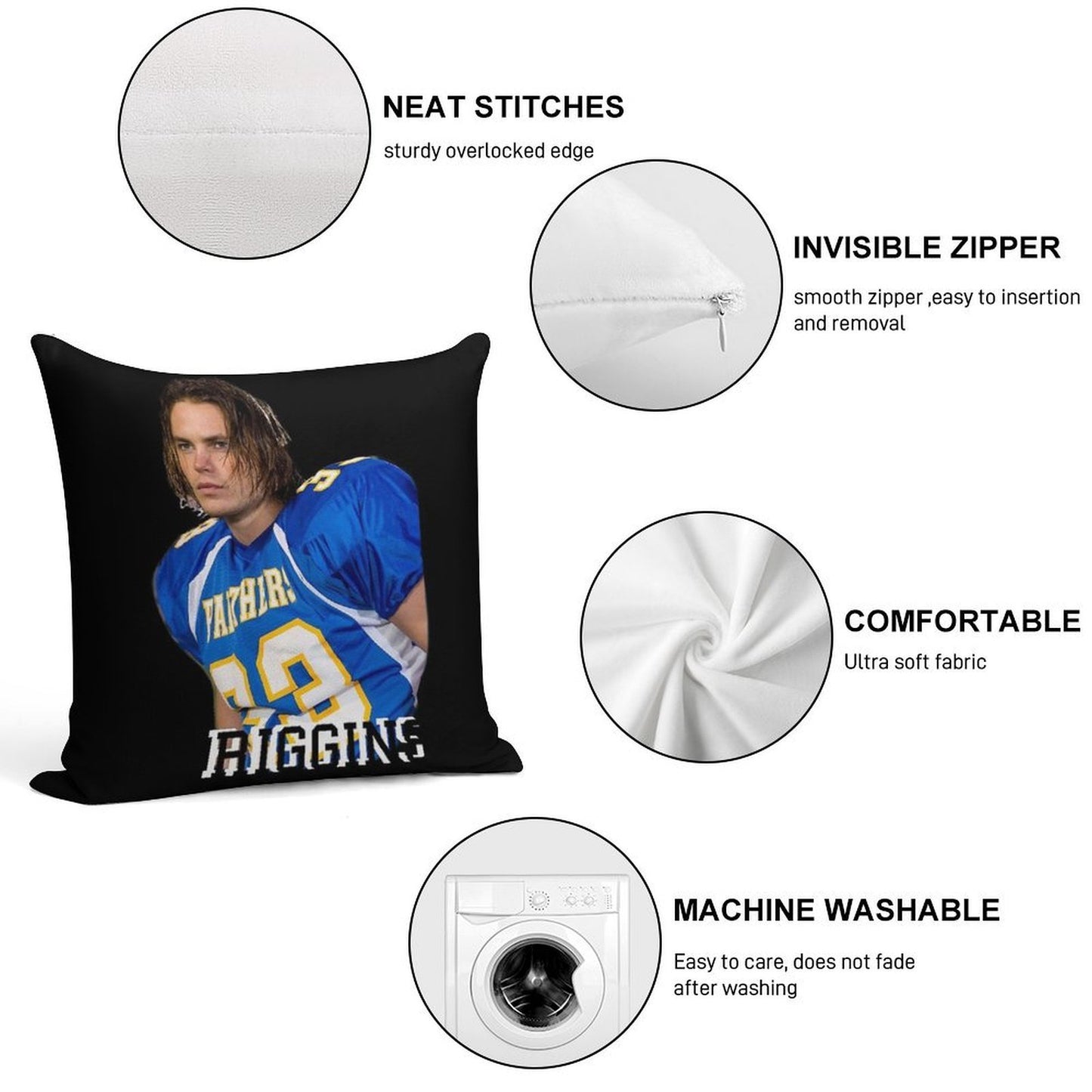 Tim Riggins Soft Shrink-Resistant Throw Pillow