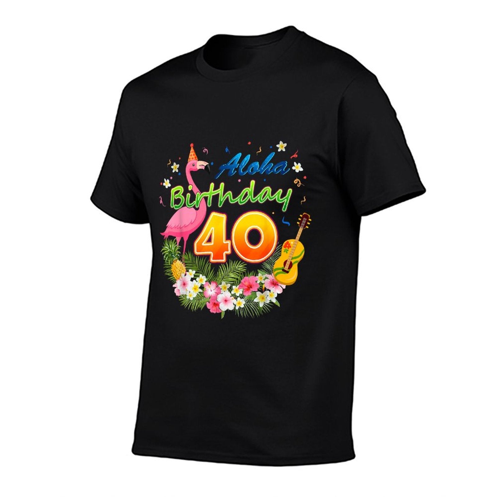 Aloha Hawaii 40 Year Old Birthday Awesome Flamingo 40th  Cotton T-Shirt