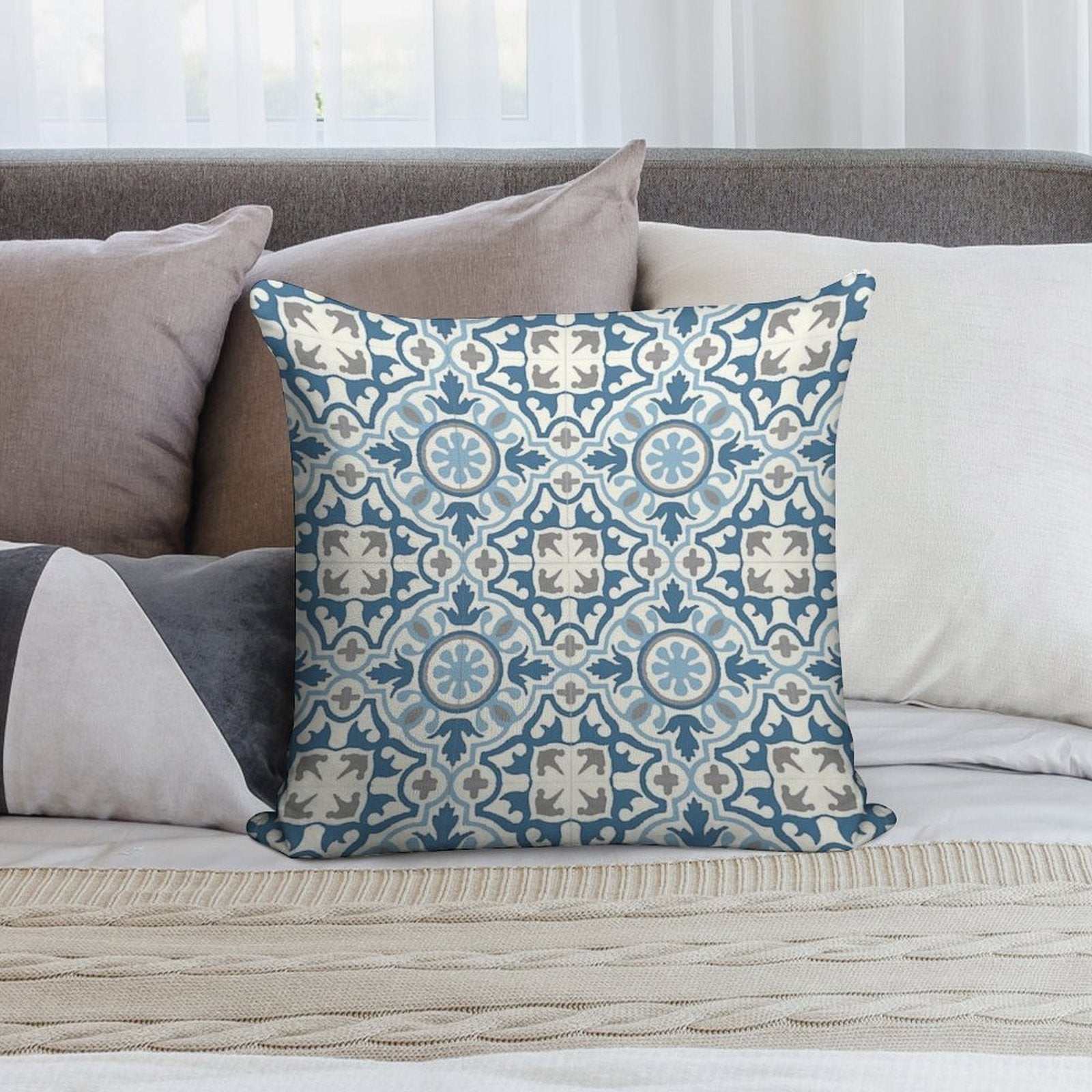 Moroccan Tile Design Soft Decorative Cover Throw Pillow