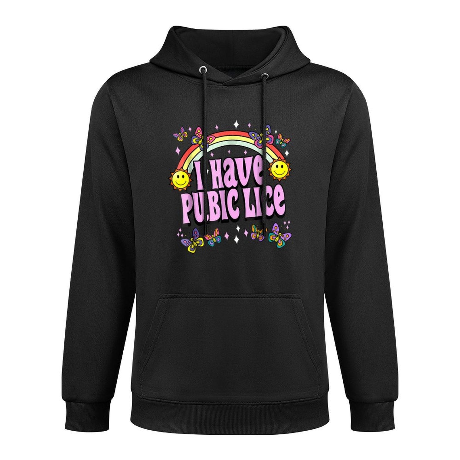 I Have Pubic Lice Funny Retro Offensive Inappropriate Meme Medium-Weight Fabric Hoodie
