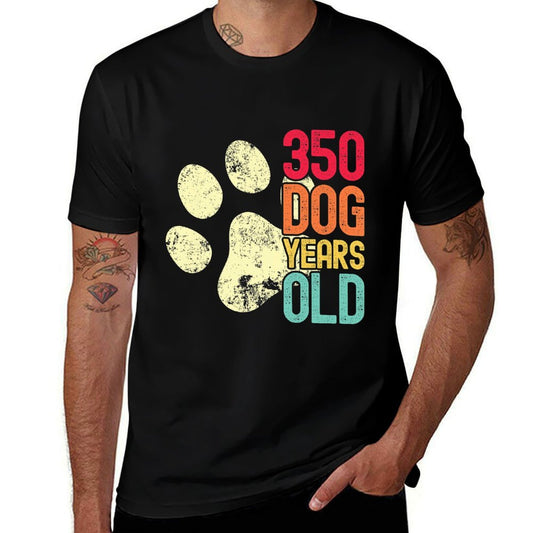 350 Dog Years Old Funny Dog Lovers 50th Birthday Premium  Oversized Silhouette T-Shirt