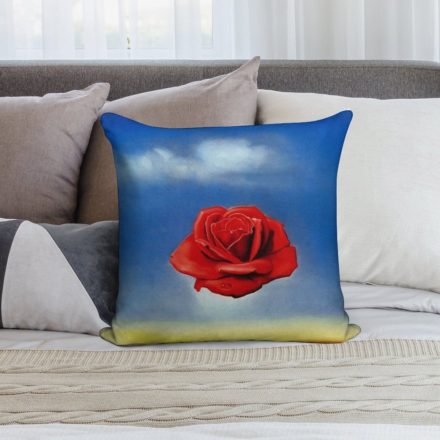 The Meditative Rose-Salvador Dali Soft Ultra-Soft Texture Throw Pillow