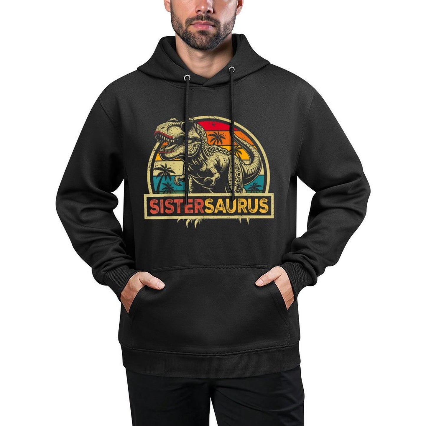 Sistersaurus T Rex Dinosaur Sister Saurus Family Matching Customizable Surface Hoodie