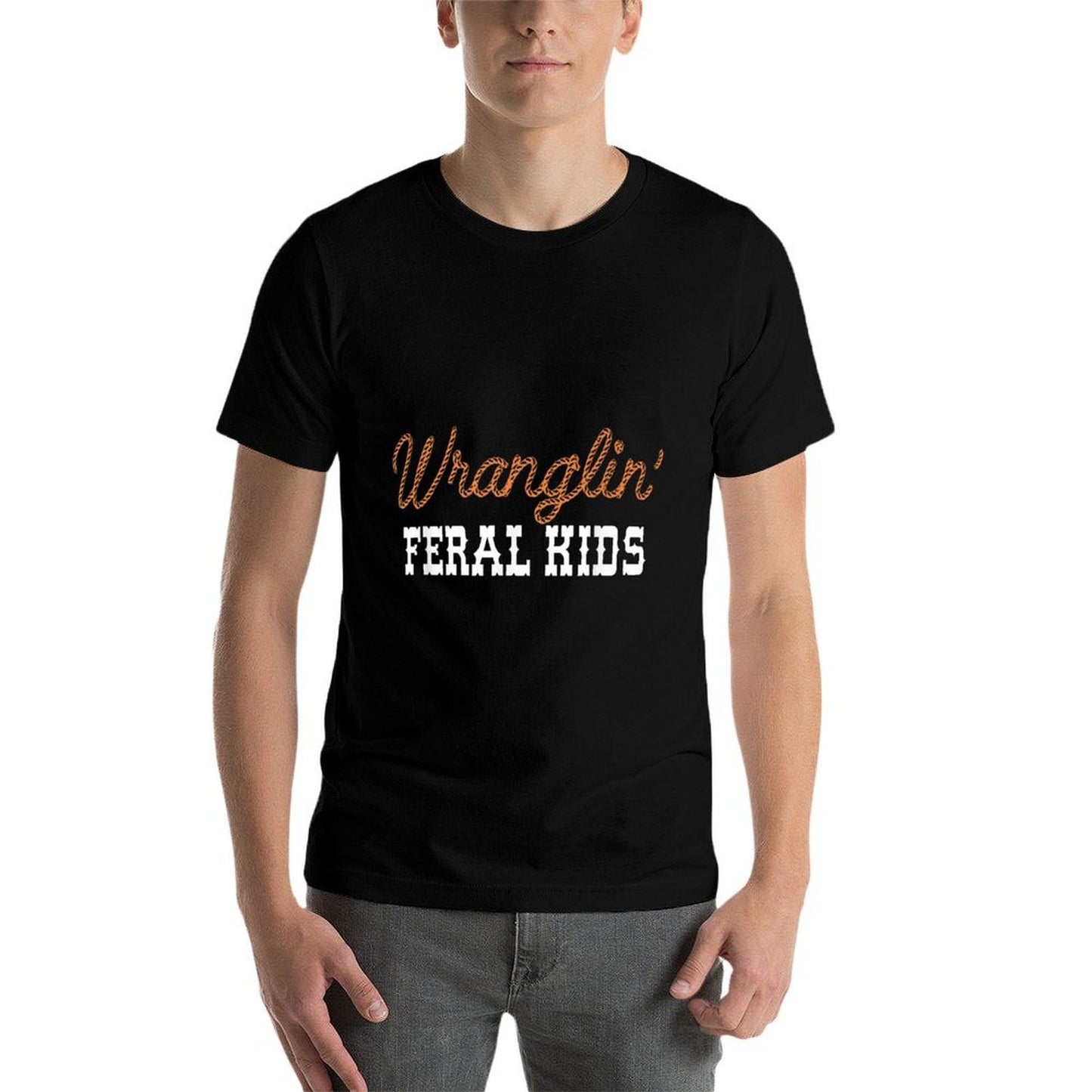 Wranglin' Feral Kids Funny Quotes For Boys And Girls Saying Polyester Blend T-Shirt