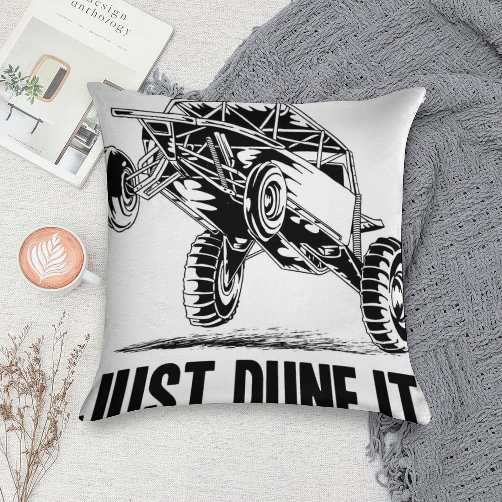 Dune Buggy Just Dune It Soft Shrink-Resistant Throw Pillow