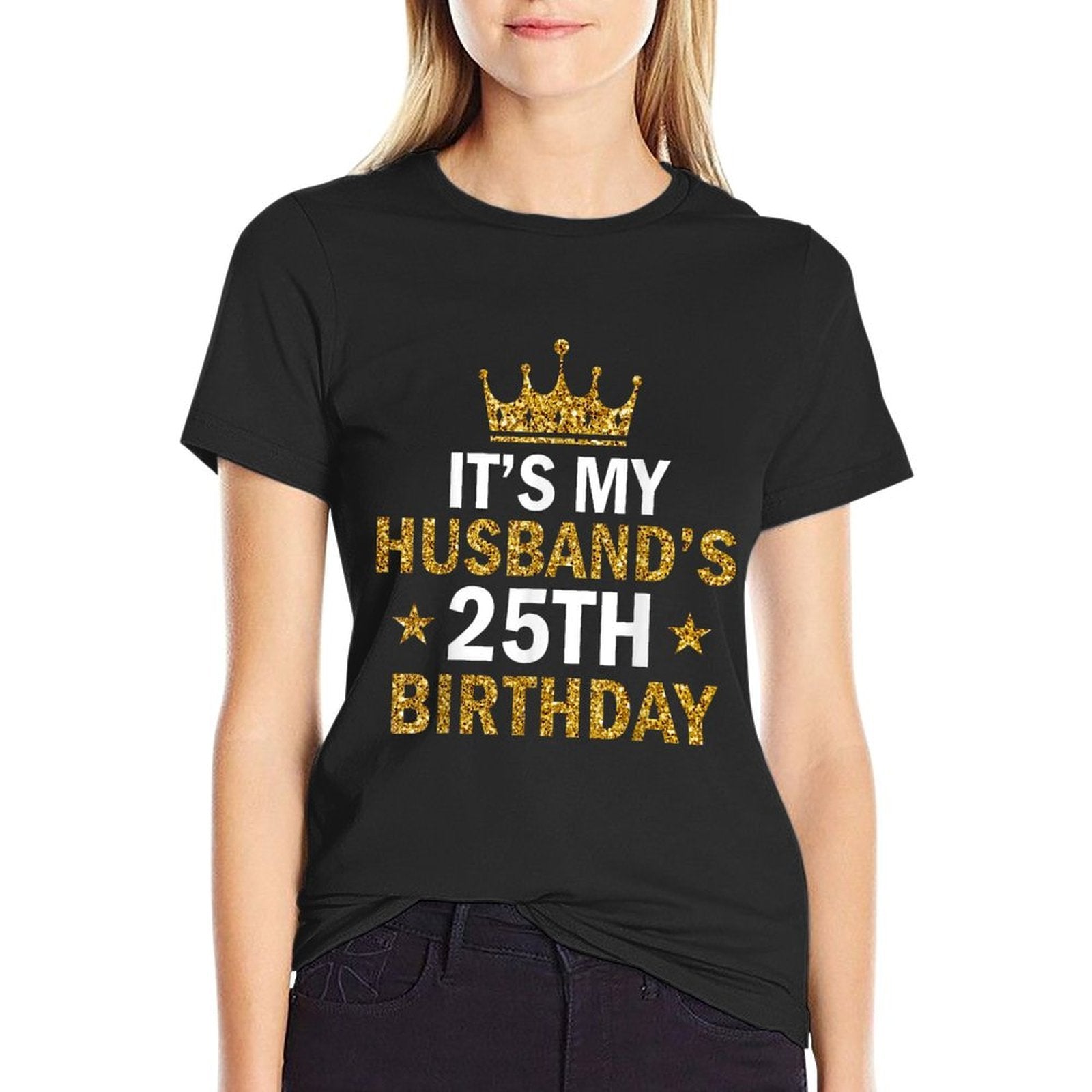 It's My Husband's 25 Year Old Birthday Couple 25th Birthday  Trendy Pattern T-Shirt