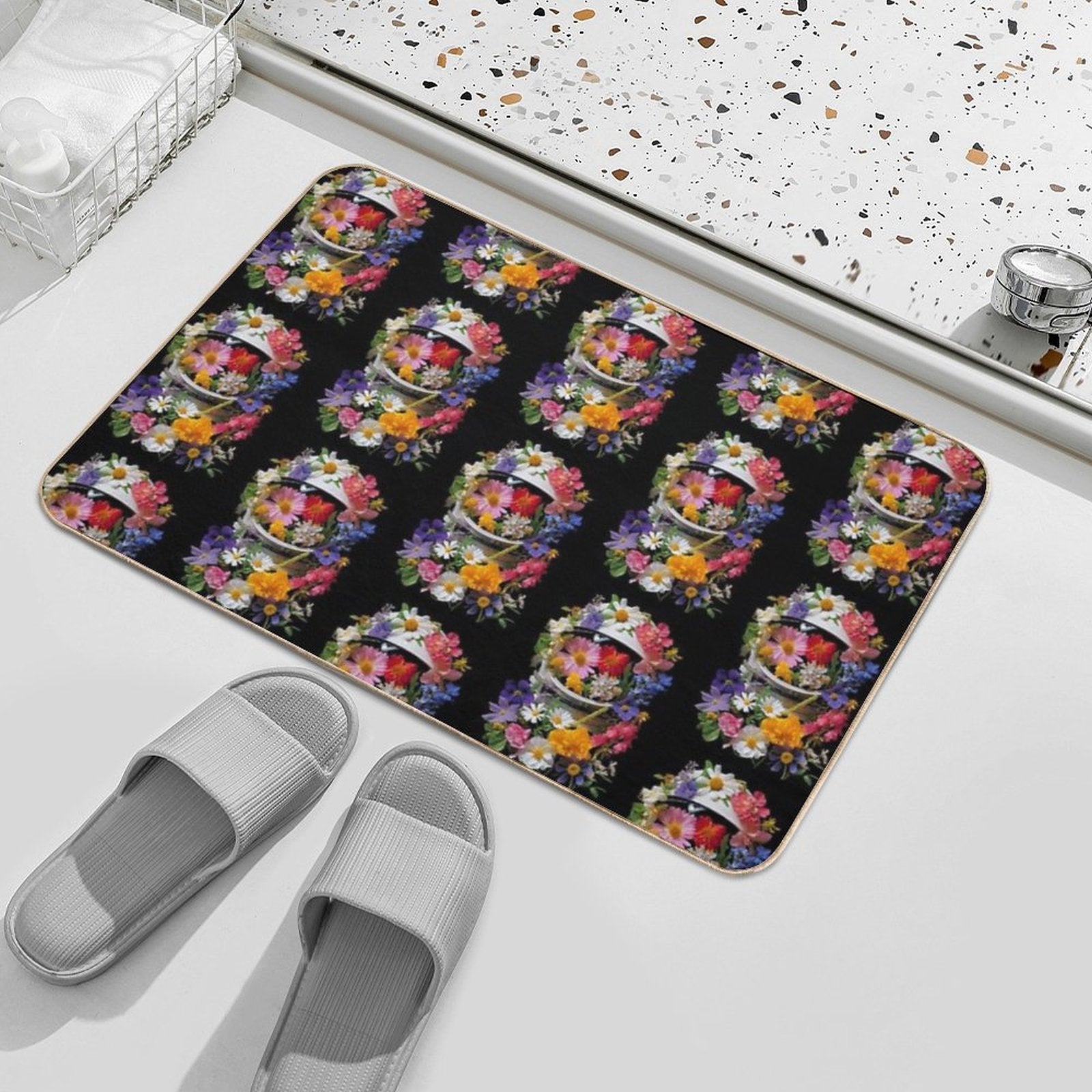 Cosmic Bloom  Fade-Resistant Bath Mat
