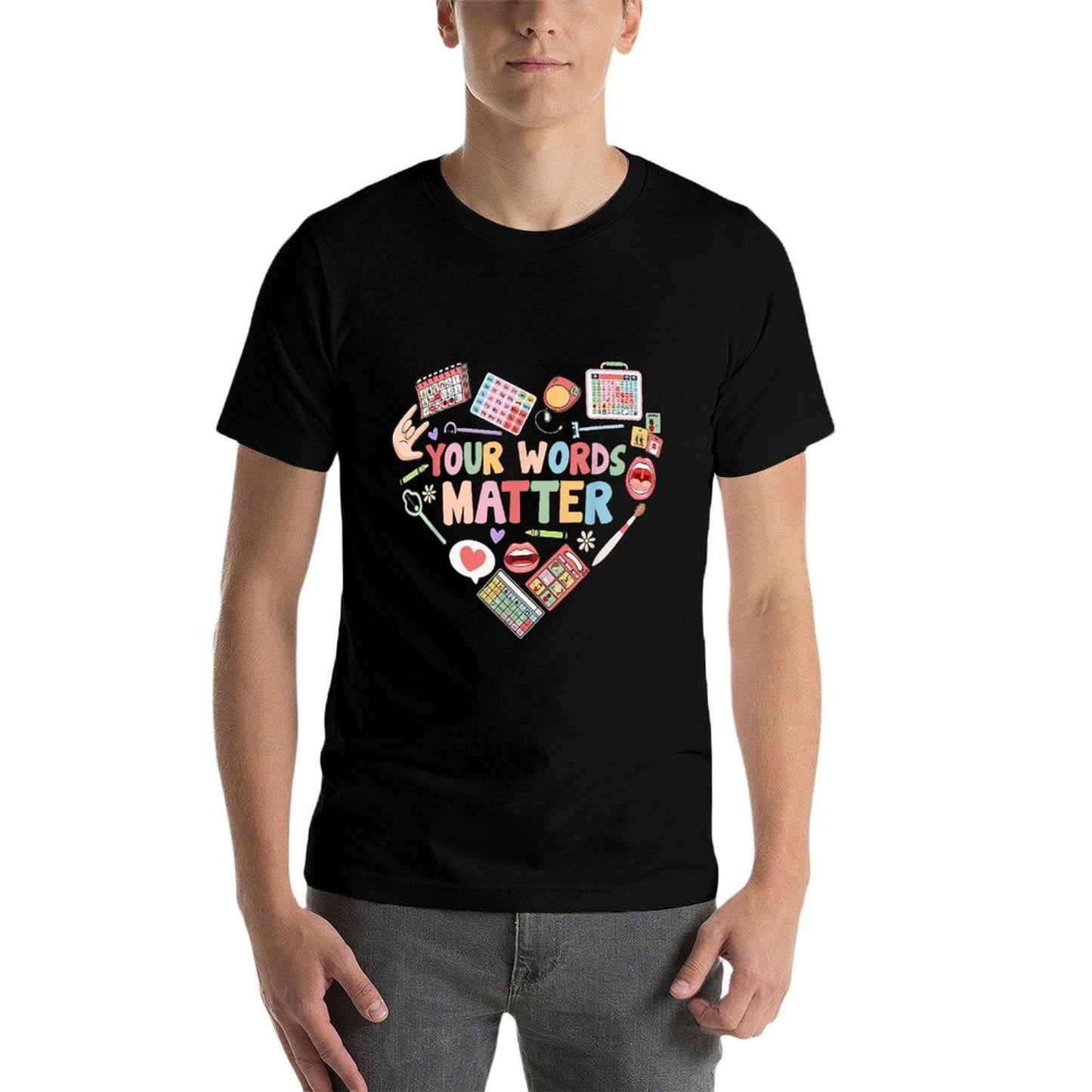 Your Words Matter Speech Therapy Language Pathologist Heart Soft T-Shirt