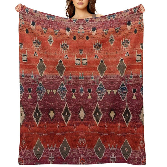 Traditional Oriental Moroccan Rug Compact Throw Blanket