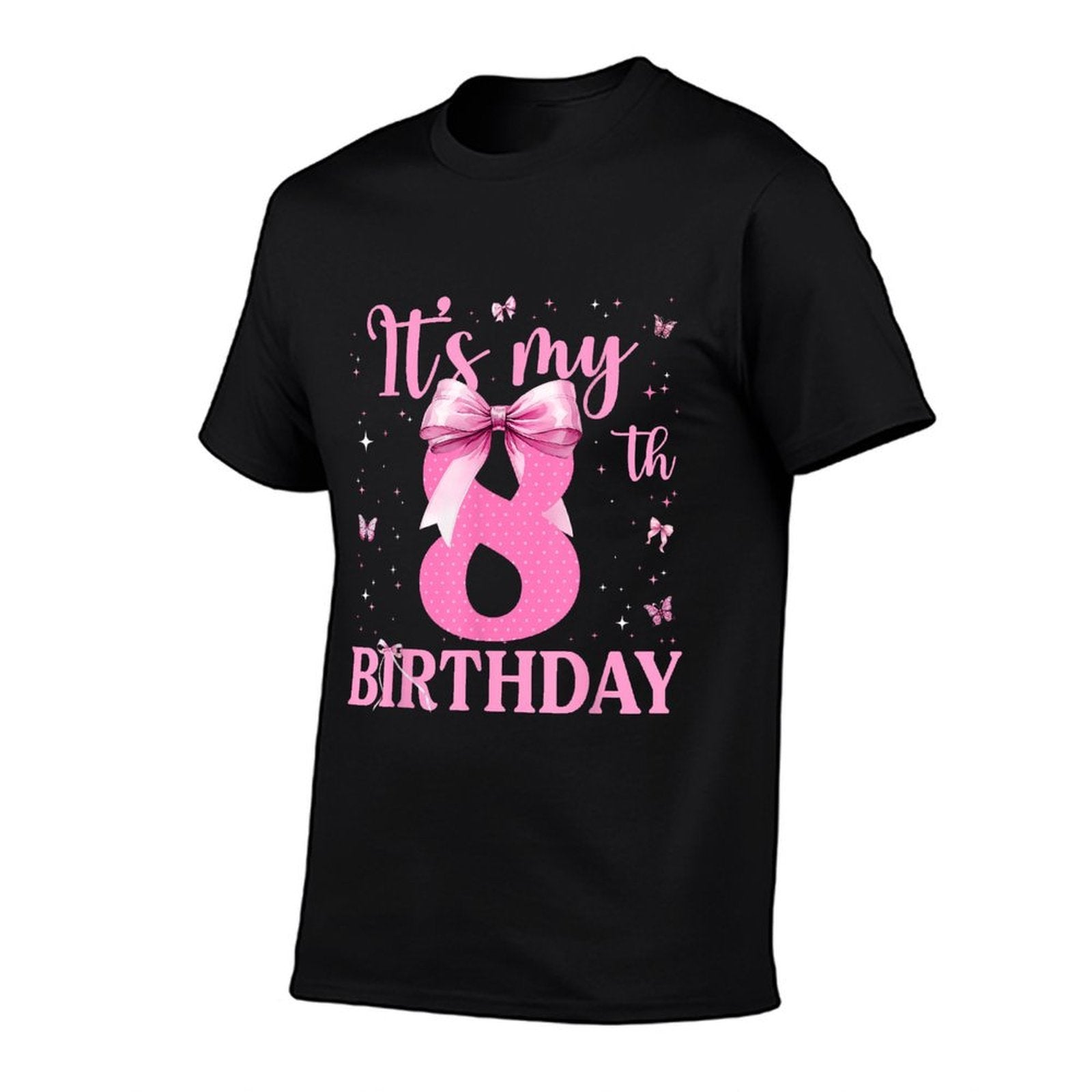 8th Birthday Coquette Bow 8 Years Old Birthday Girl Kids  Slim-fit Cut T-Shirt