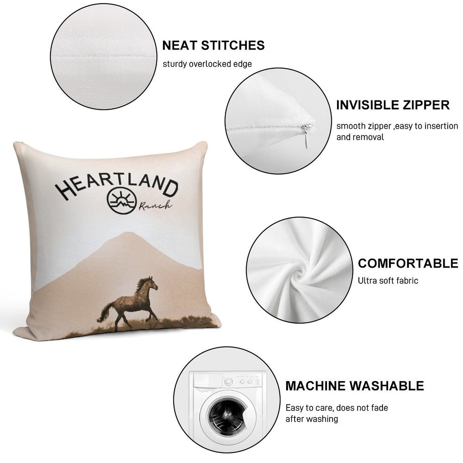 Heartland Ranch , Heartland Horse Soft Warmth Comfort Throw Pillow