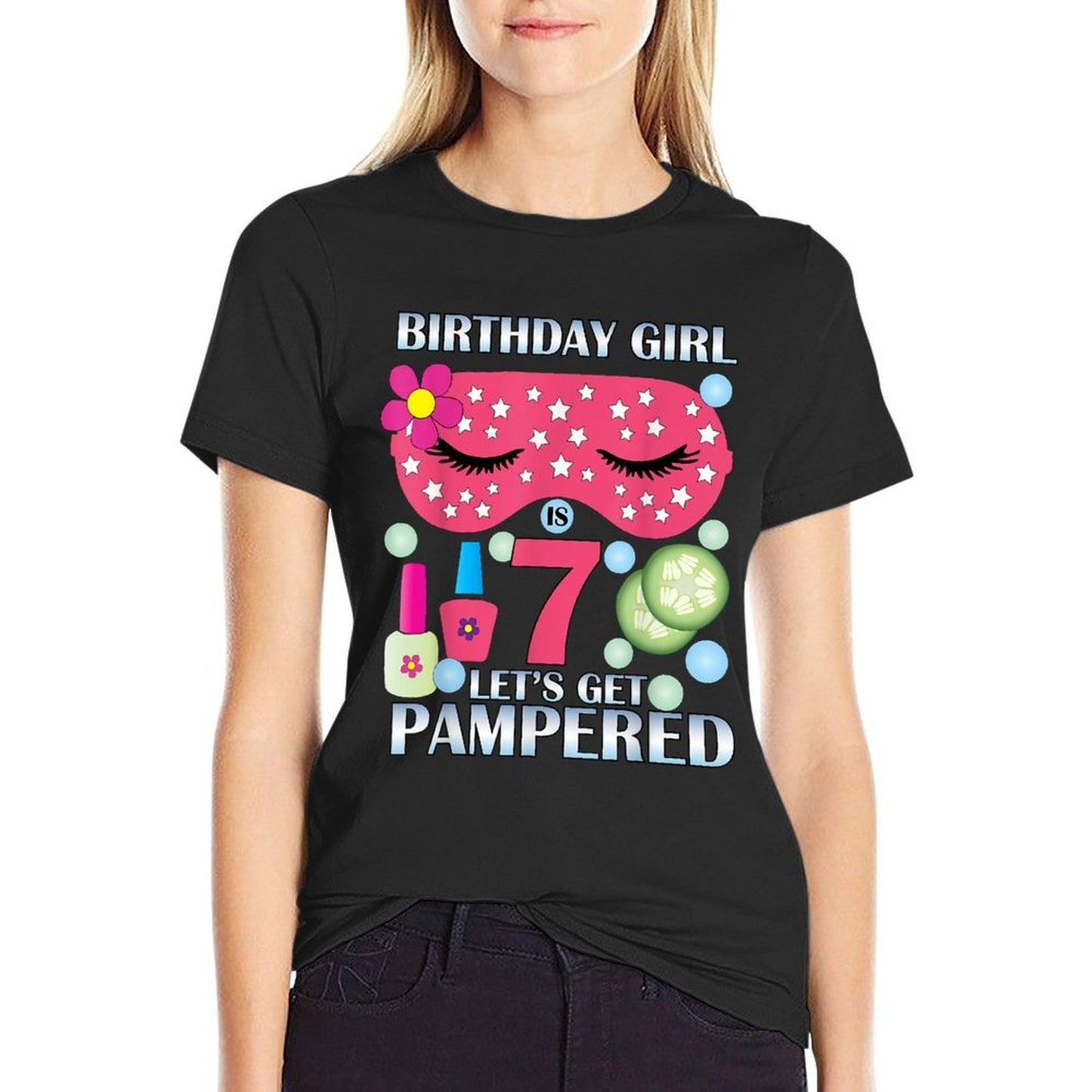Spa Birthday Party Themed Birthday Girls Age 7 Heathered Texture T-Shirt