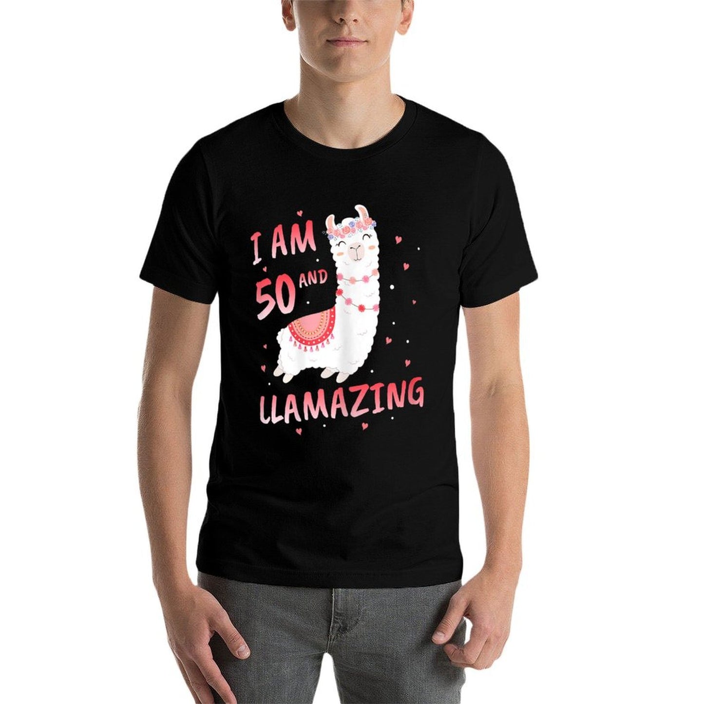 Womens I Am 50 Years Old And Llamazing Llama 50th Birthday Lightweight T-Shirt