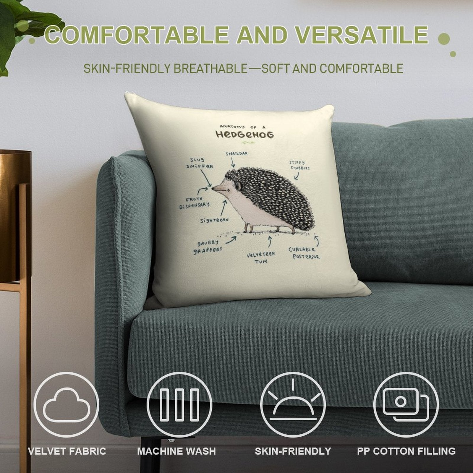 Anatomy of A Hedgehog Soft Warmth Comfort Throw Pillow