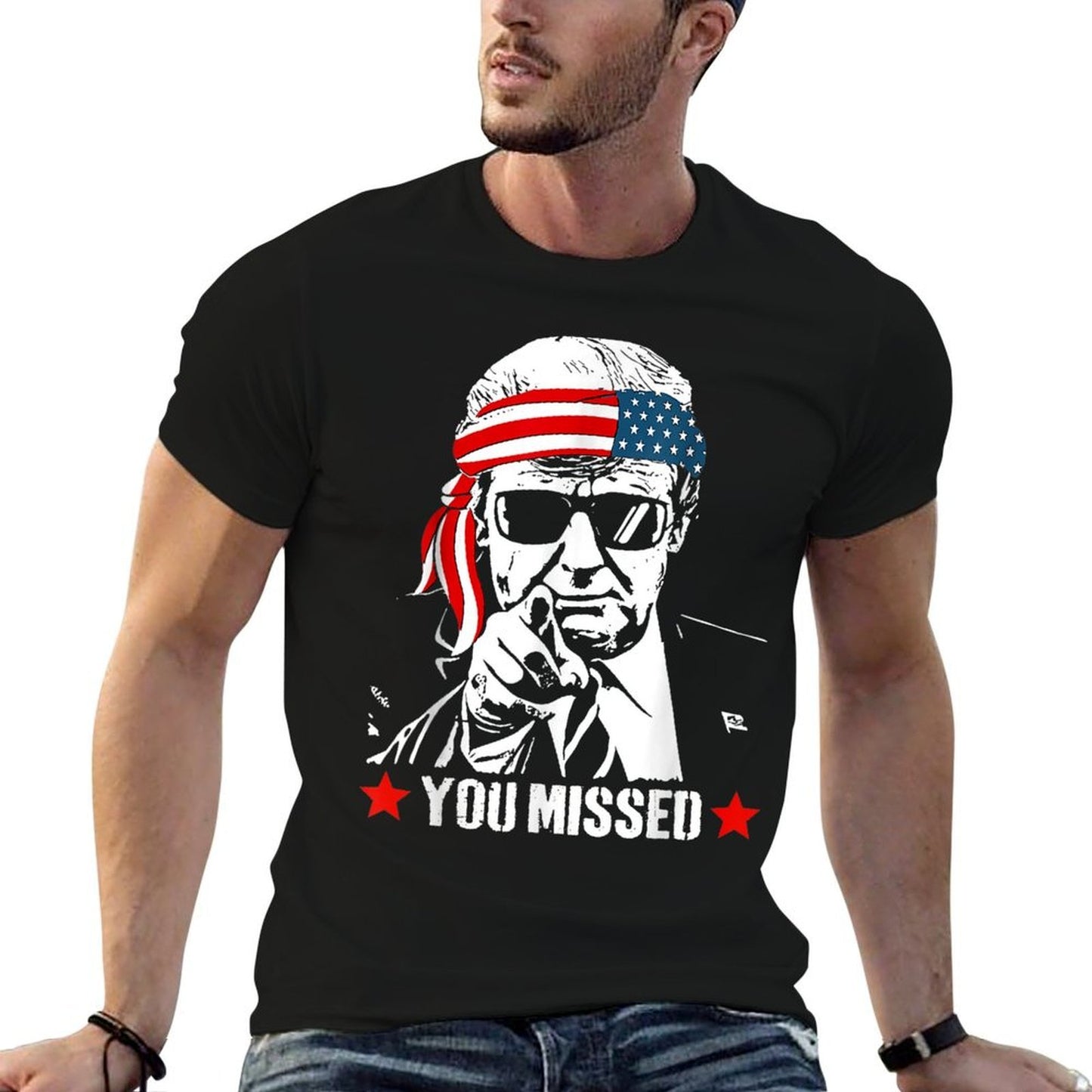 You Missed, You Missed Trump 2024 You Missed, Small, Black Trendy Pattern T-Shirt