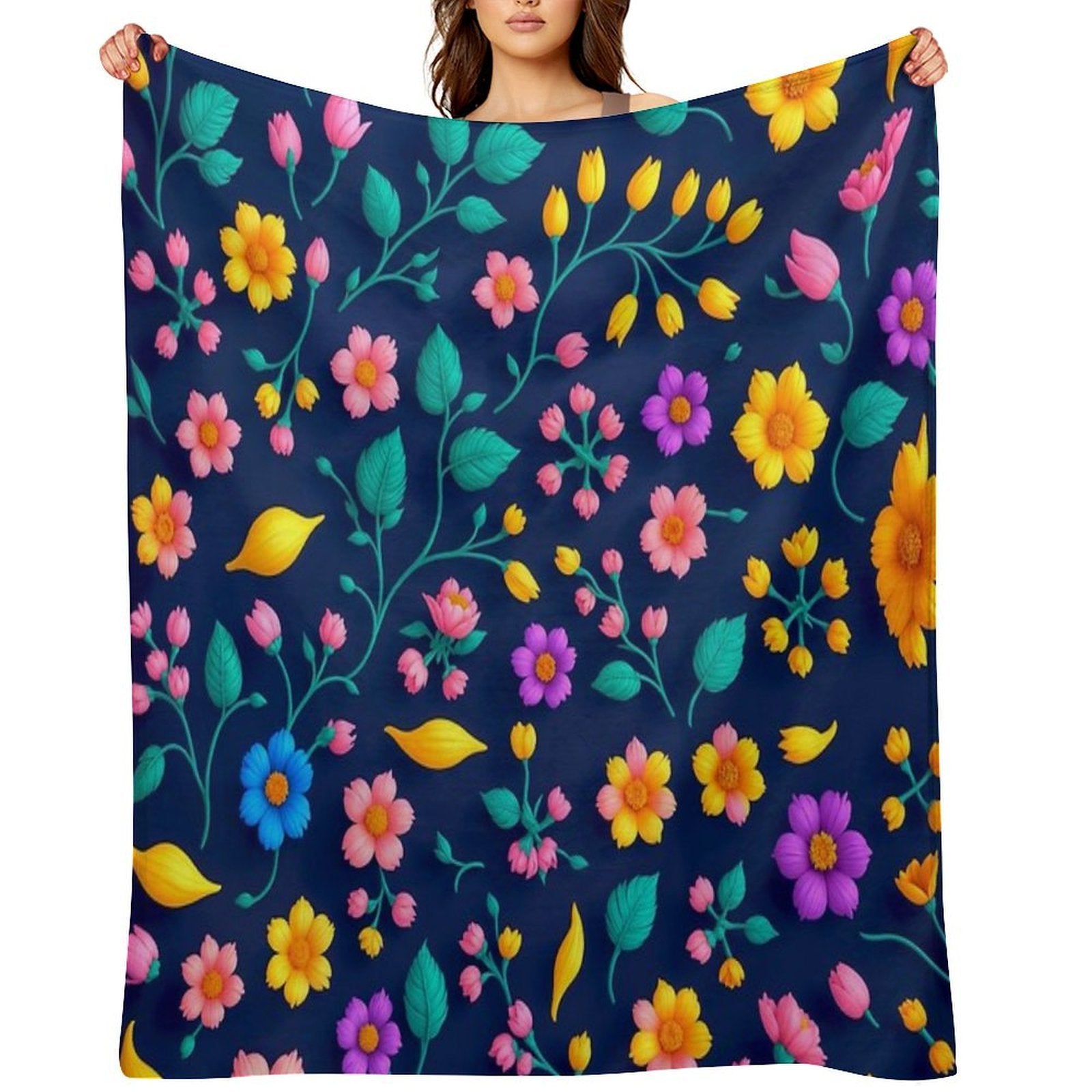 Abstract Modern Floral Pattern - Contemporary And Colorful Art Compact Throw Blanket