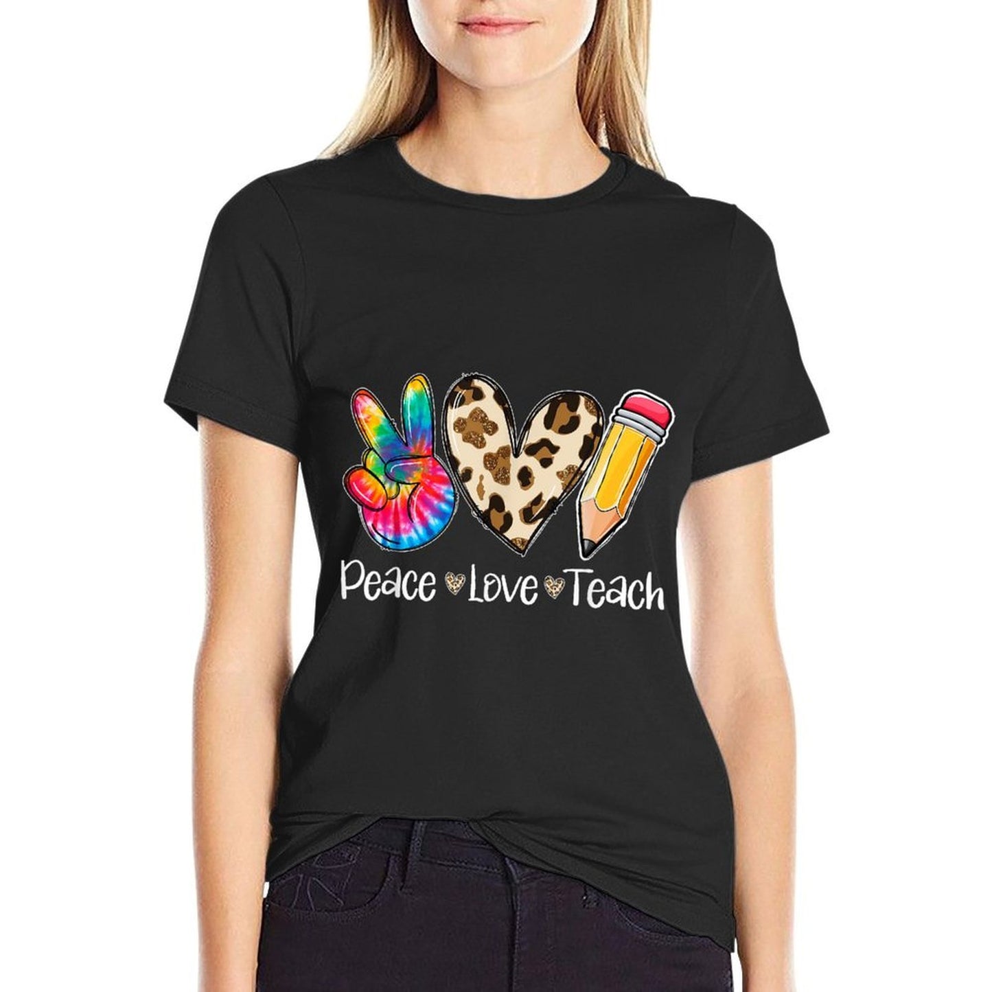Tie Dye Hippie Peace Love Teach Teacher Appreciation  Slim-fit Cut T-Shirt