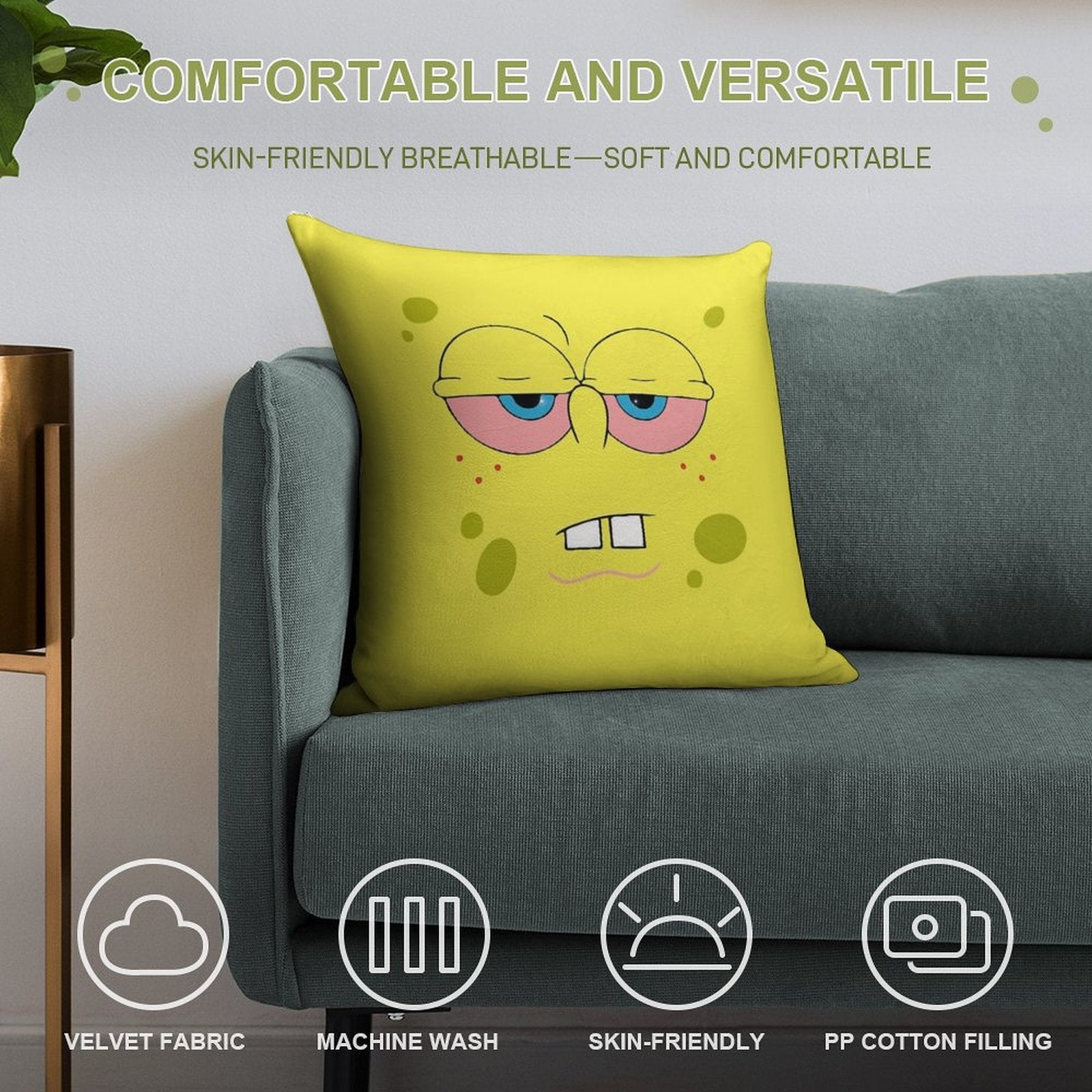 Spongebob High Soft Ultra-Soft Texture Throw Pillow
