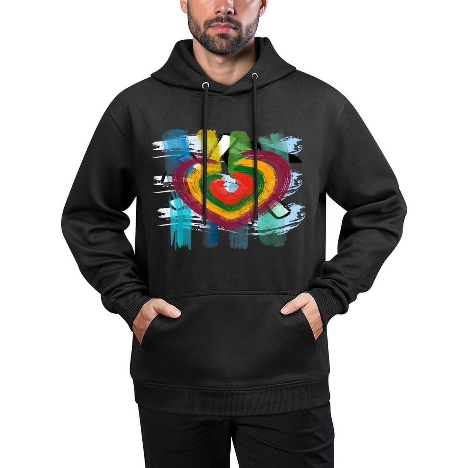 Abstract Heart  Painterly Valentine Abstract Art Durable Construction Hoodie