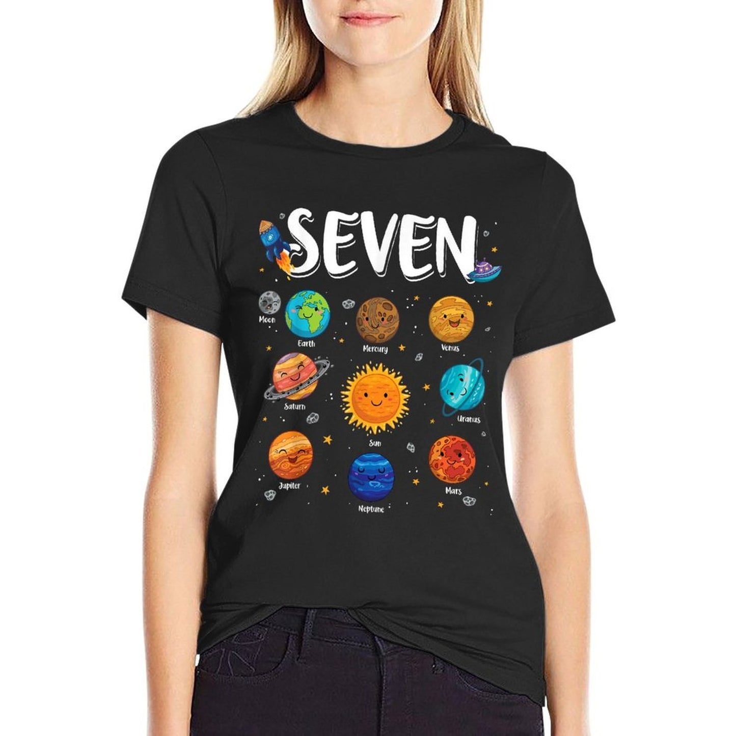 Solar System Planets 7 Seven Years Old 7th Birthday Boy Girl  Classic T-Shirt