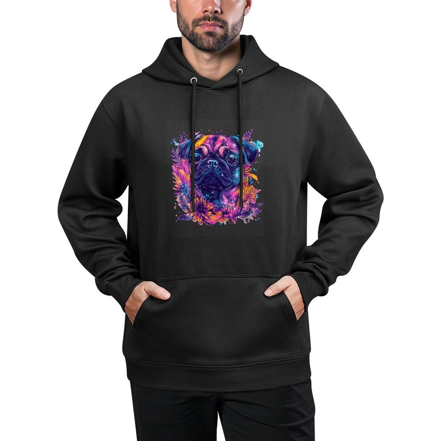 Womens Cute Pug Owner Pug Lover Colorful Portrait Dog Pug Easy Care Hoodie