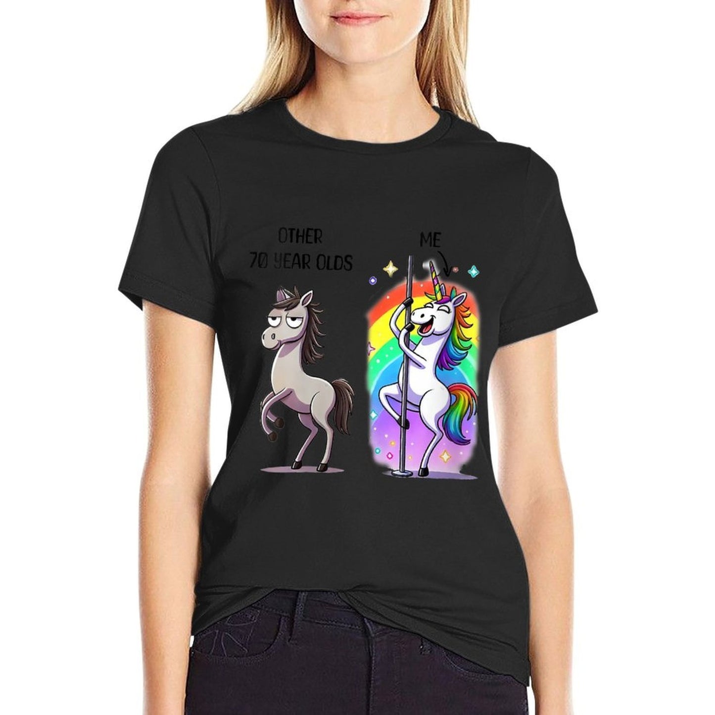 Womens Other 70 Year Olds Unicorn 70th Birthday Women Funny Heathered Texture T-Shirt