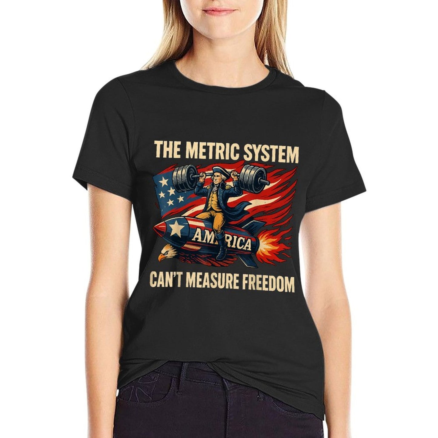 The Metric System Cant Measure Freedom Funny 4th of July Breathable T-Shirt