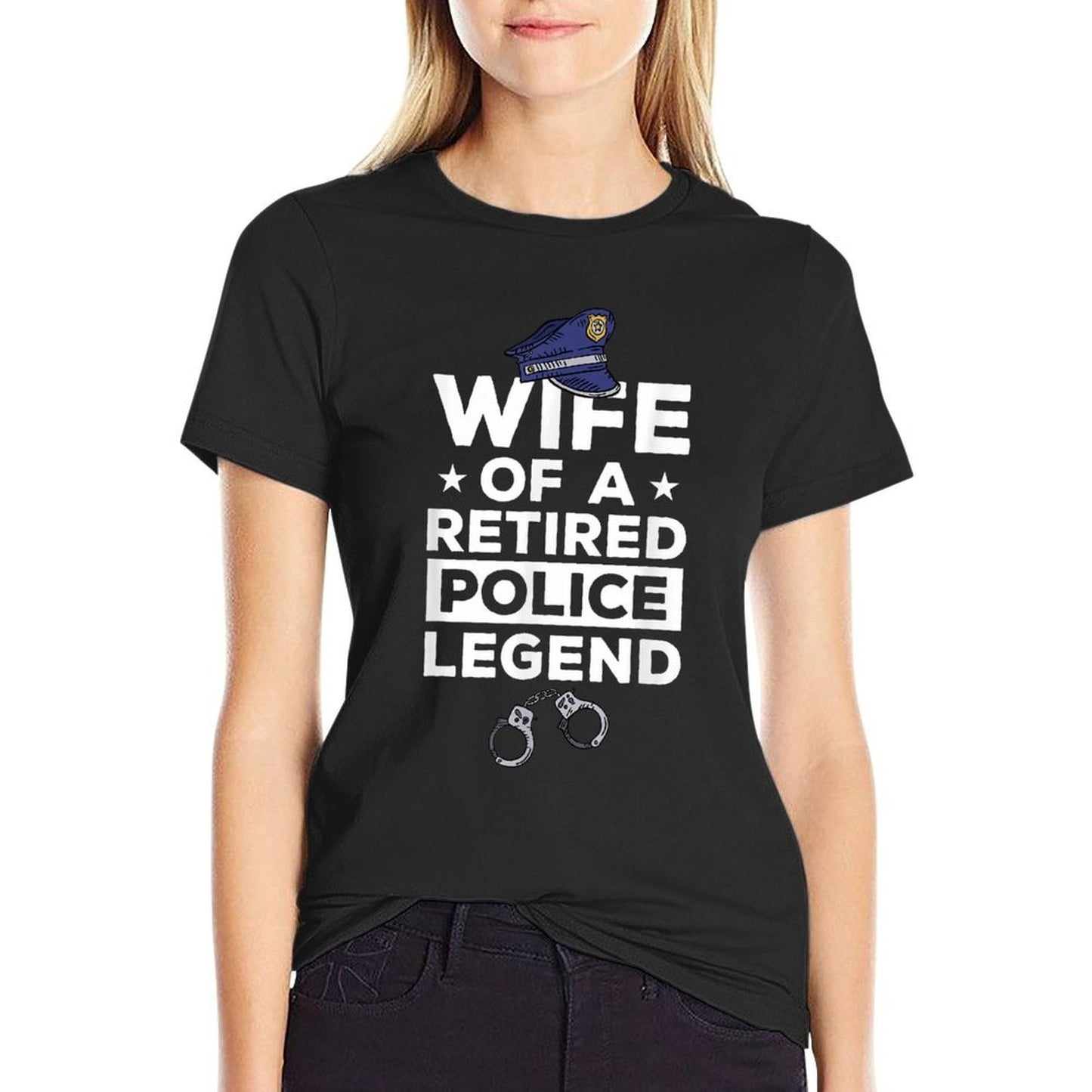 Wife Of A Retired Police Legend Funny Retirement Fade-proof Color T-Shirt