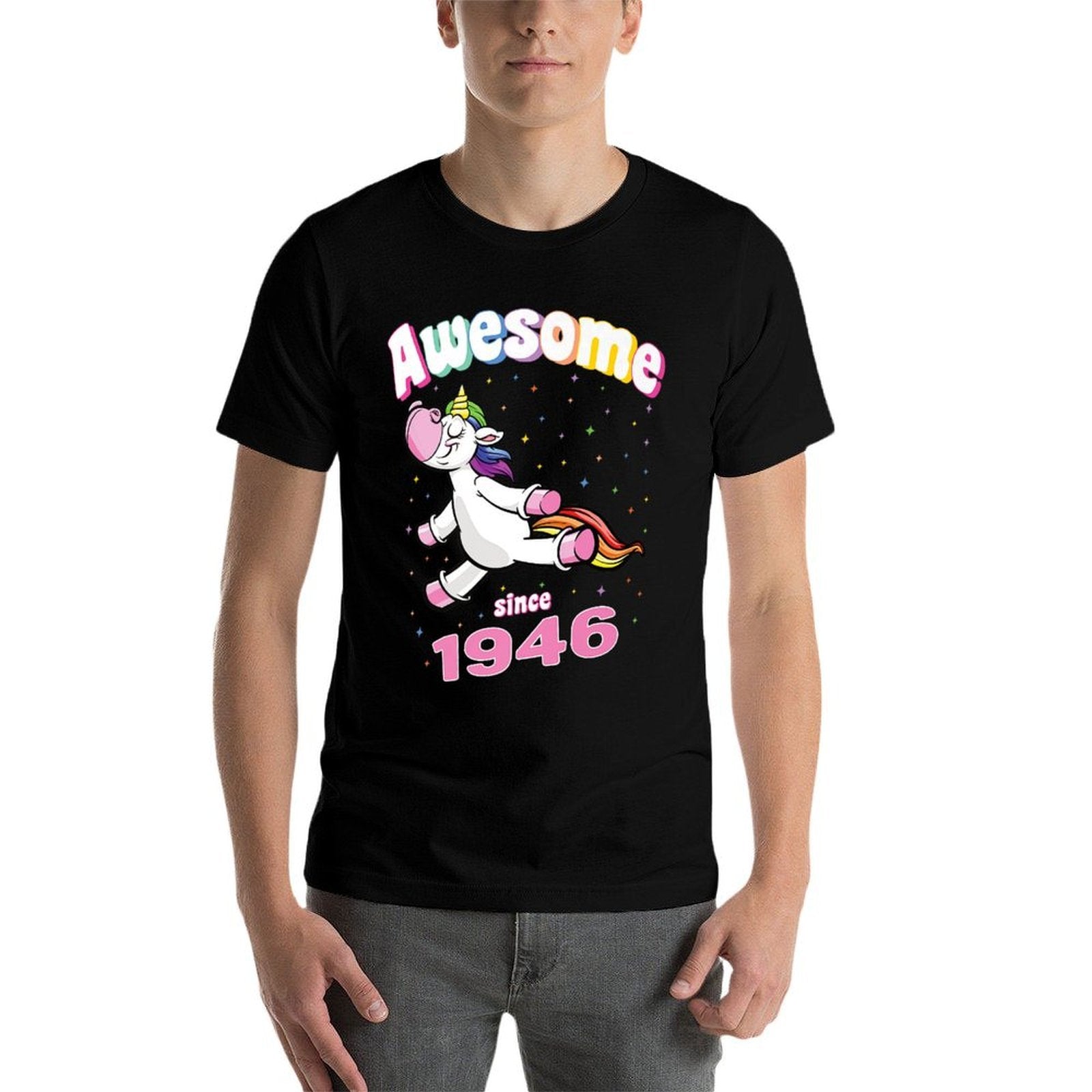 Awesome Since 1946 Funny Unicorn Birthday Retro Premium  Durable T-Shirt