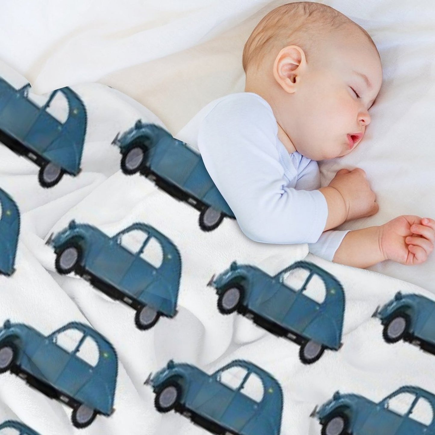 2CV Deux Chevaux Teal Version Velvety-soft Throw Blanket