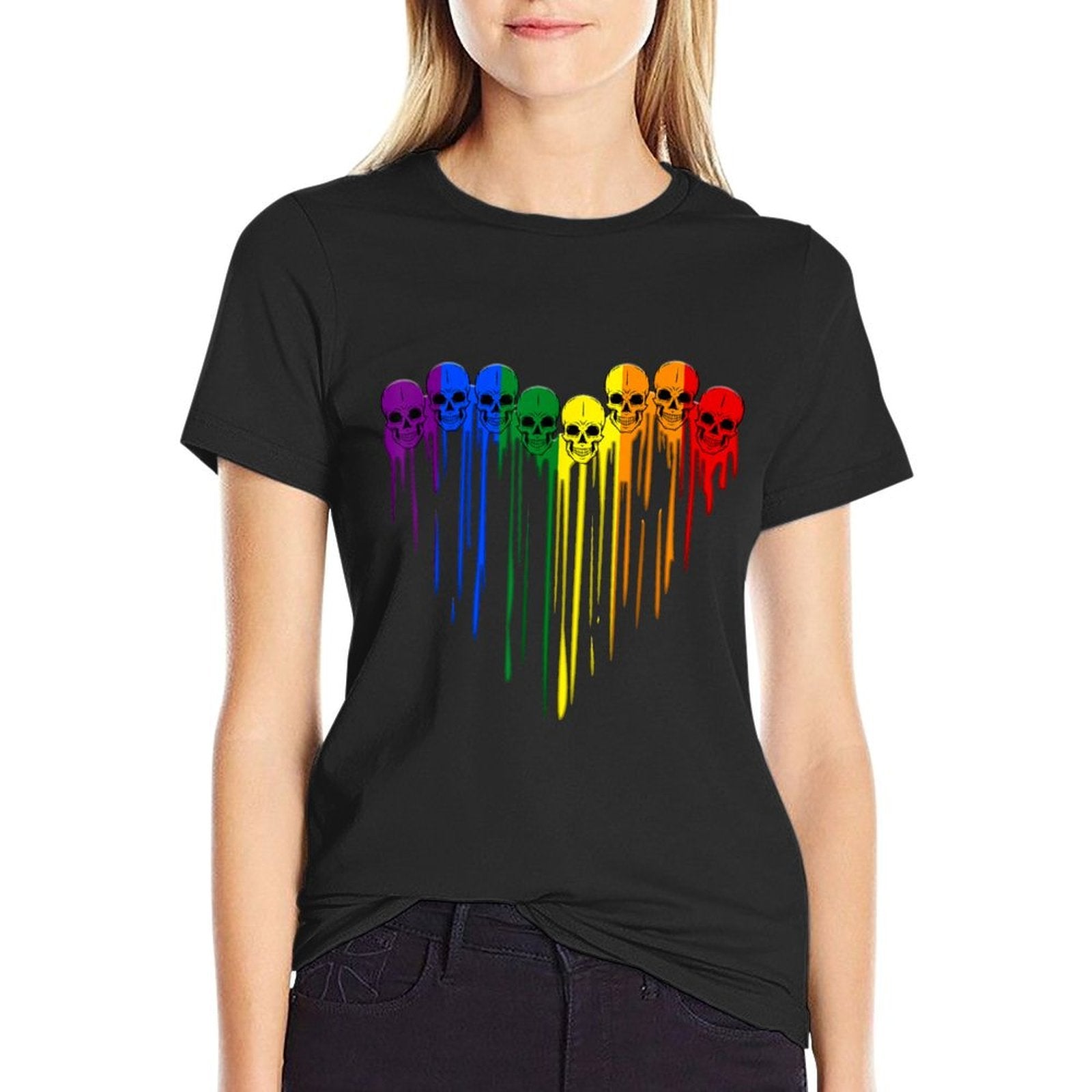 LGBT Gay Pride Skull Rainbow Heart LGBT Support  Versatile T-Shirt
