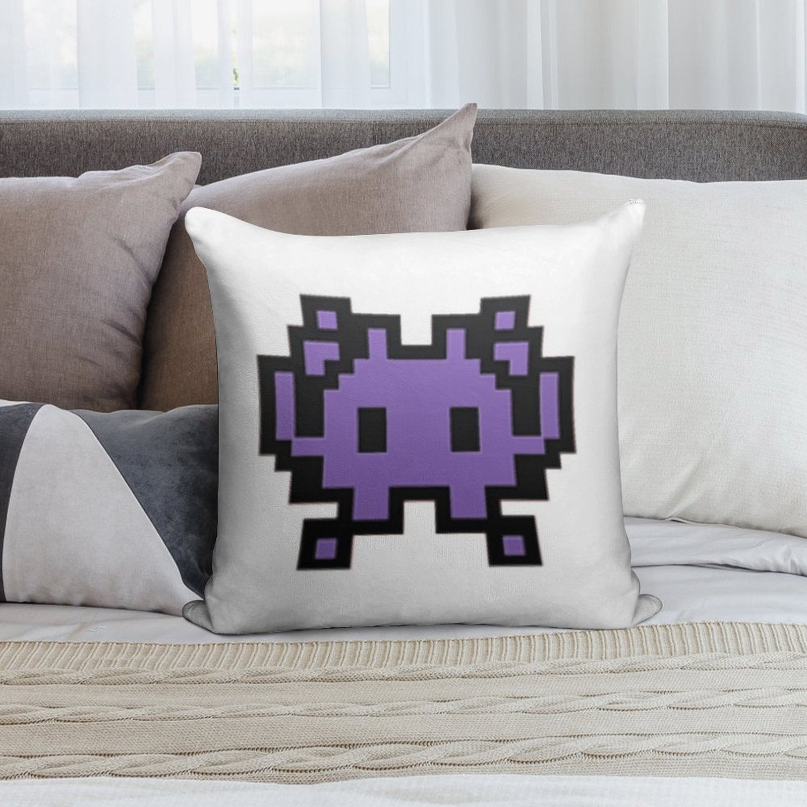 Alien Monster Emoji Soft Durable Construction Throw Pillow