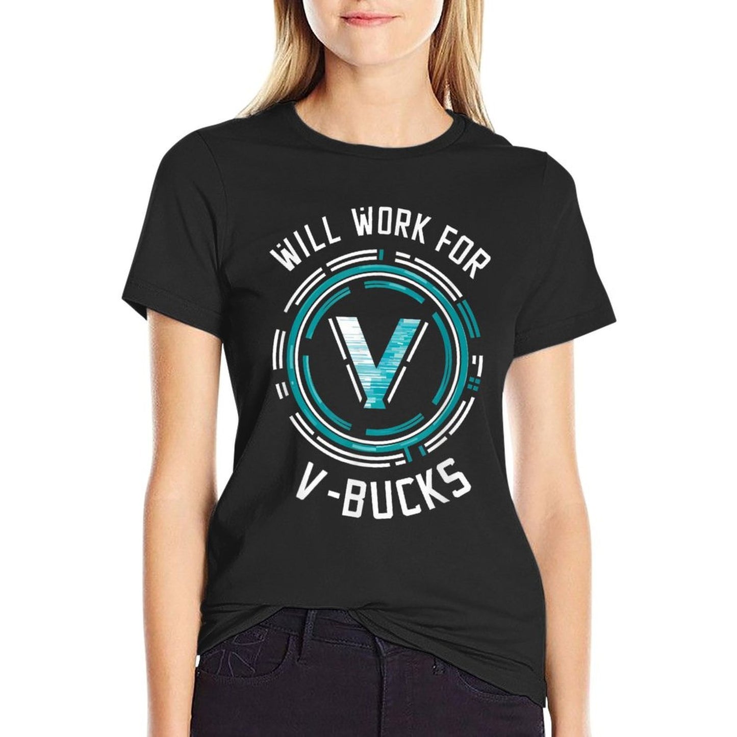 Will Work for V-Bucks Battle Royale Gamer Trendy Pattern T-Shirt