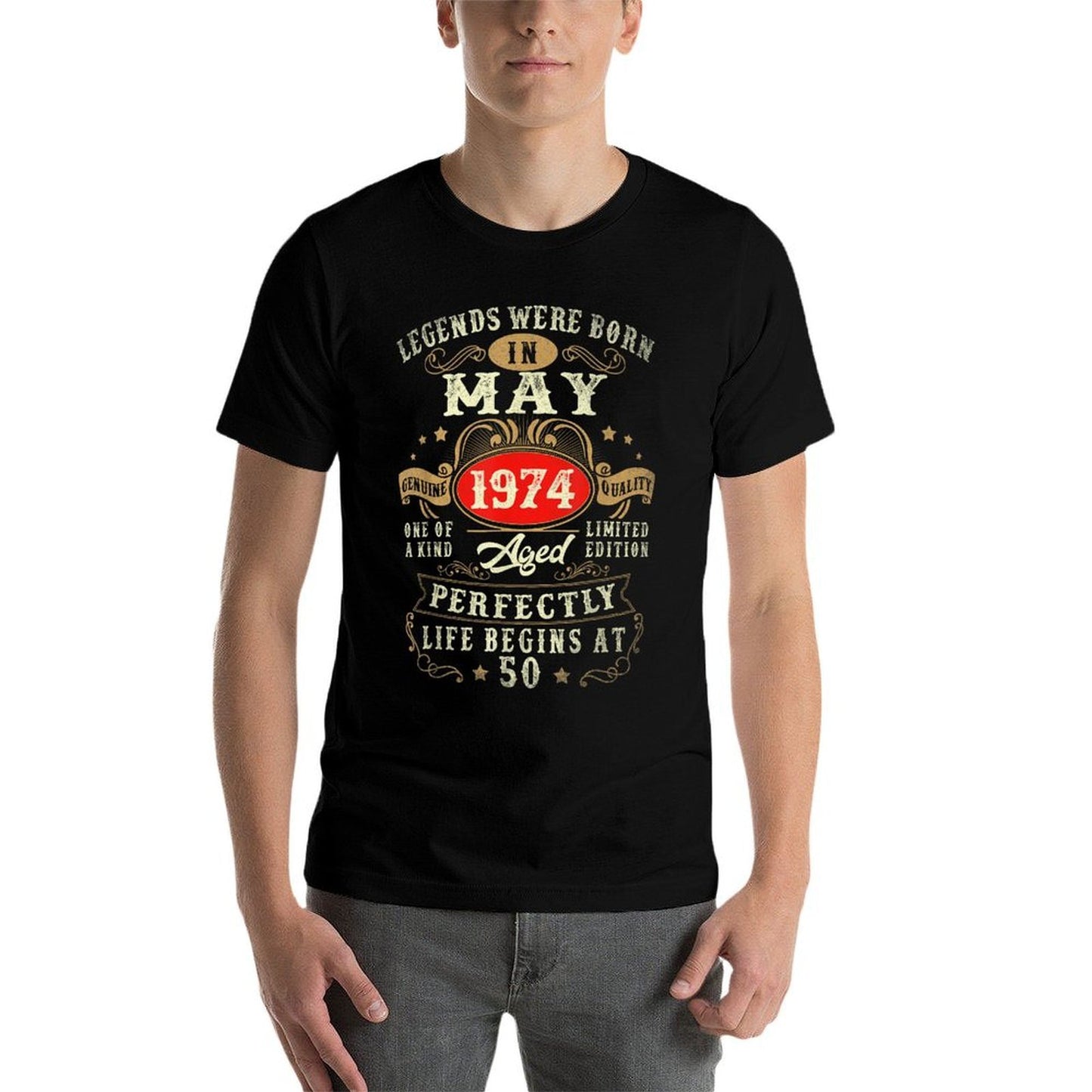 Vintage Made In May 1974 50th Birthday Gift Men 50 Year Old High-quality Stitching T-Shirt