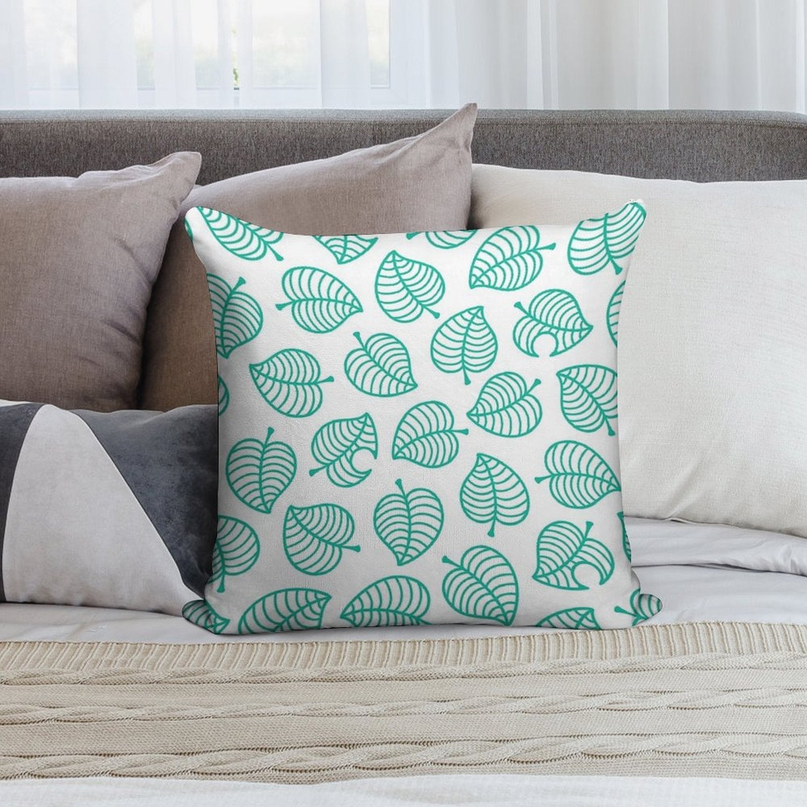 Tanuki Leaf Soft Easy Maintenance Throw Pillow