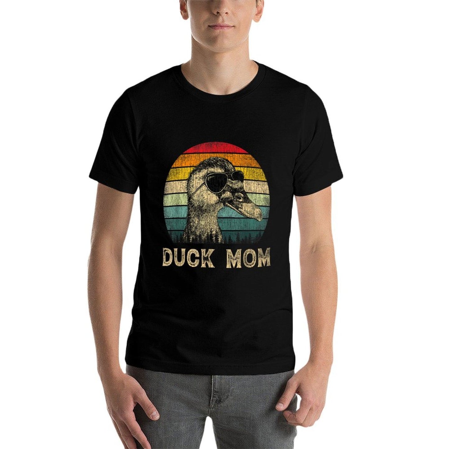 Vintage Duck Mom Duck Lovers Mommy Mothers Day  Stretchy T-Shirt